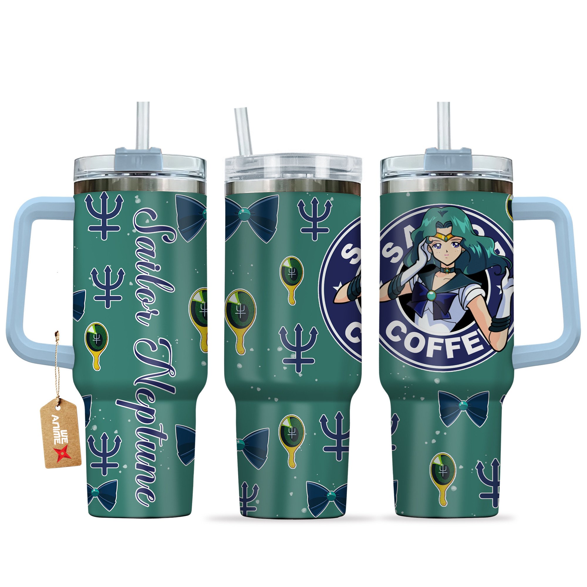 Sailor Neptune Sailor Moon Anime Custom Stanley Quencher 40oz Stainless Steel Tumbler With Handle