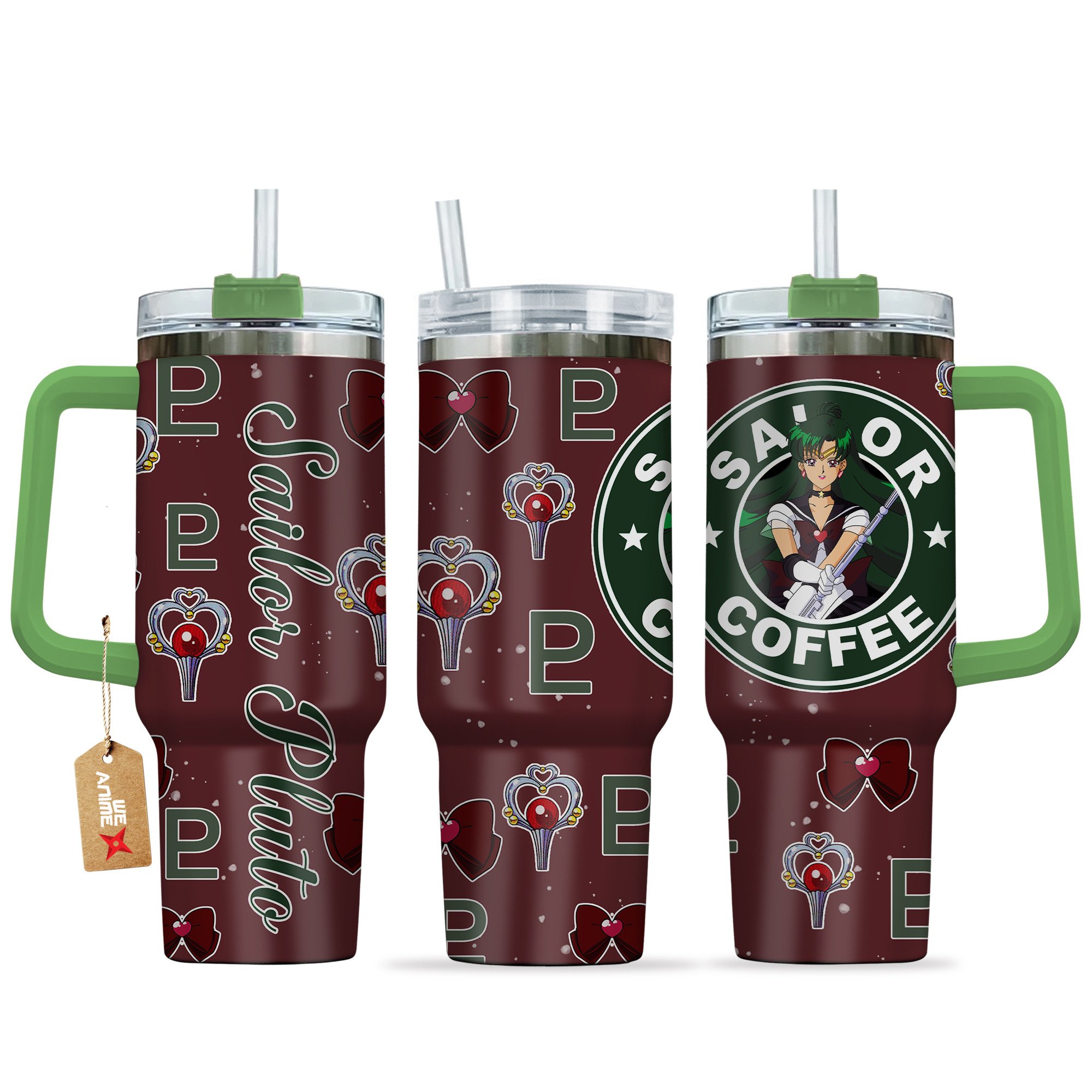 Sailor Pluto Sailor Moon Anime Custom Stanley Quencher 40oz Stainless Steel Tumbler With Handle