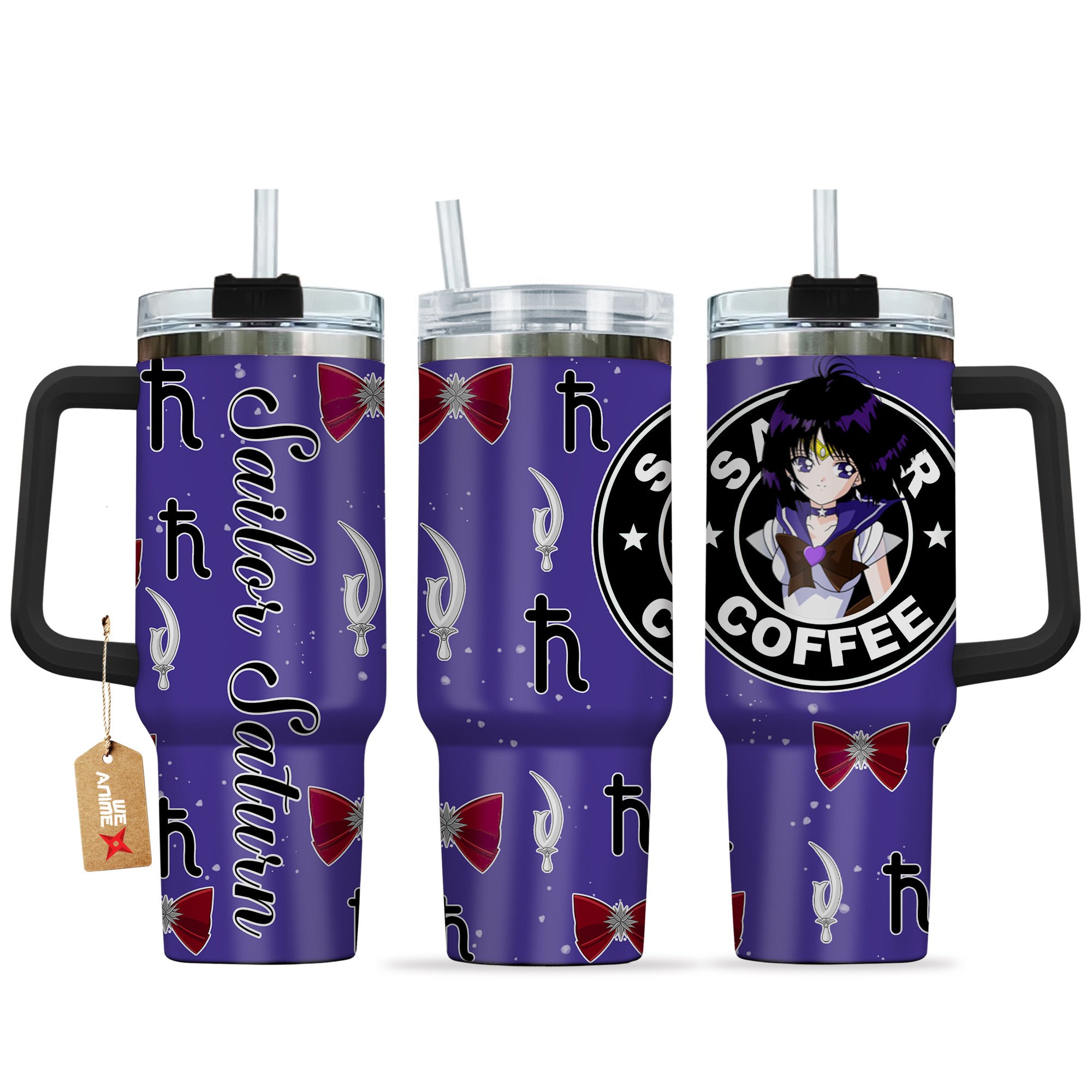 Sailor Saturn Sailor Moon Anime Custom Stanley Quencher 40oz Stainless Steel Tumbler With Handle