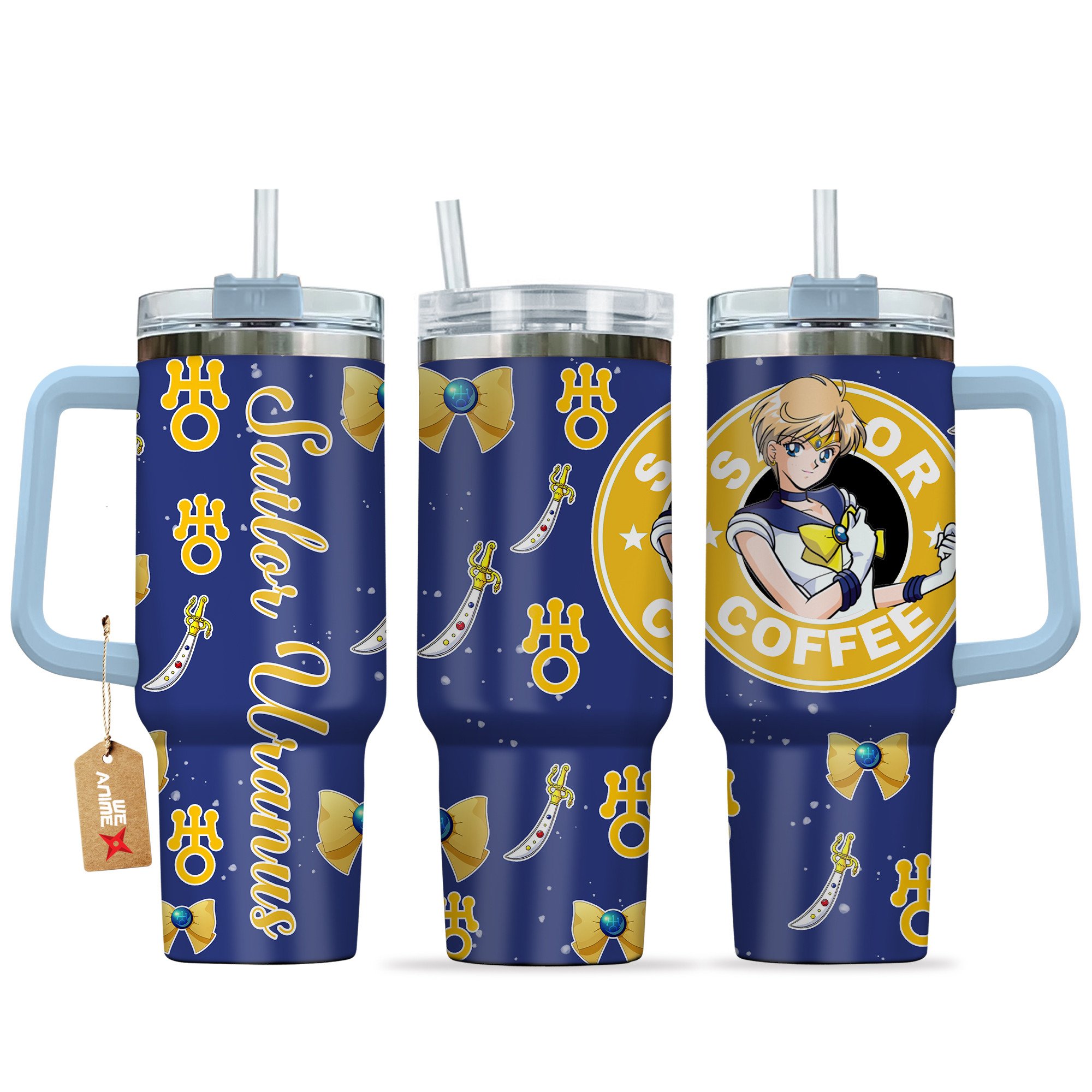 Sailor Uranus Sailor Moon Anime Custom Stanley Quencher 40oz Stainless Steel Tumbler With Handle