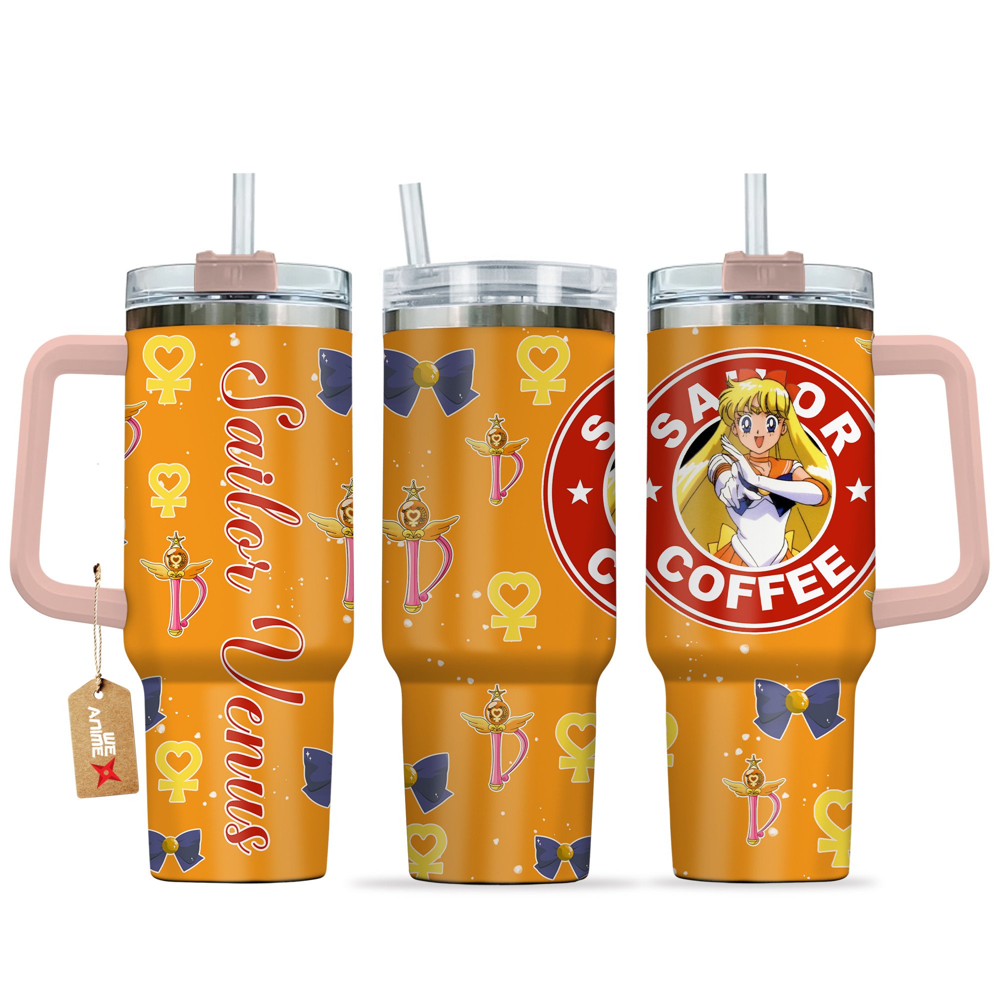 Sailor Venus Sailor Moon Anime Custom Stanley Quencher 40oz Stainless Steel Tumbler With Handle