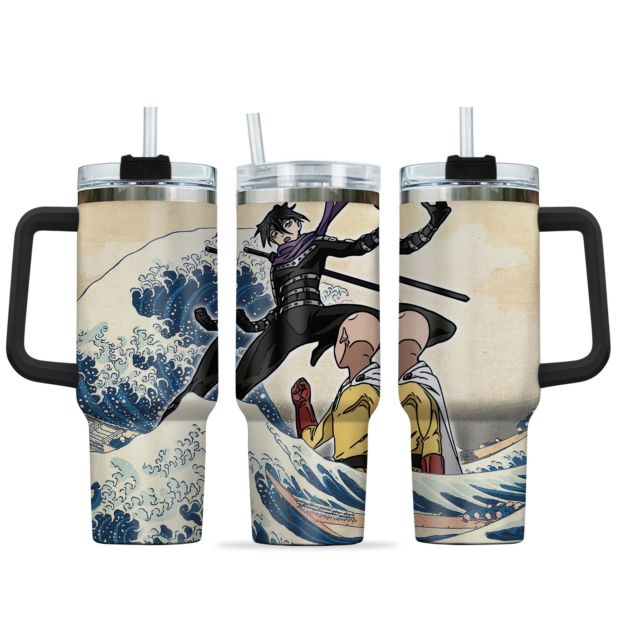 Saitama x Sonic Anime Custom Stanley Quencher 40oz Stainless Steel Tumbler With Handle