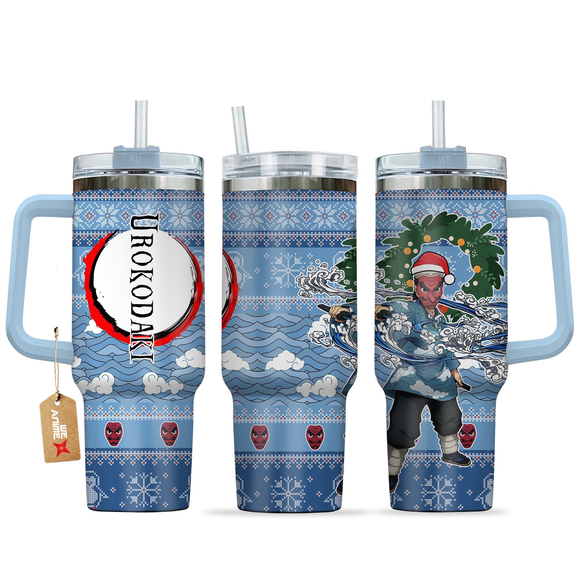 Sakonji Urokodaki Demon Slayer Anime Custom Stanley Quencher 40oz Stainless Steel Tumbler With Handle
