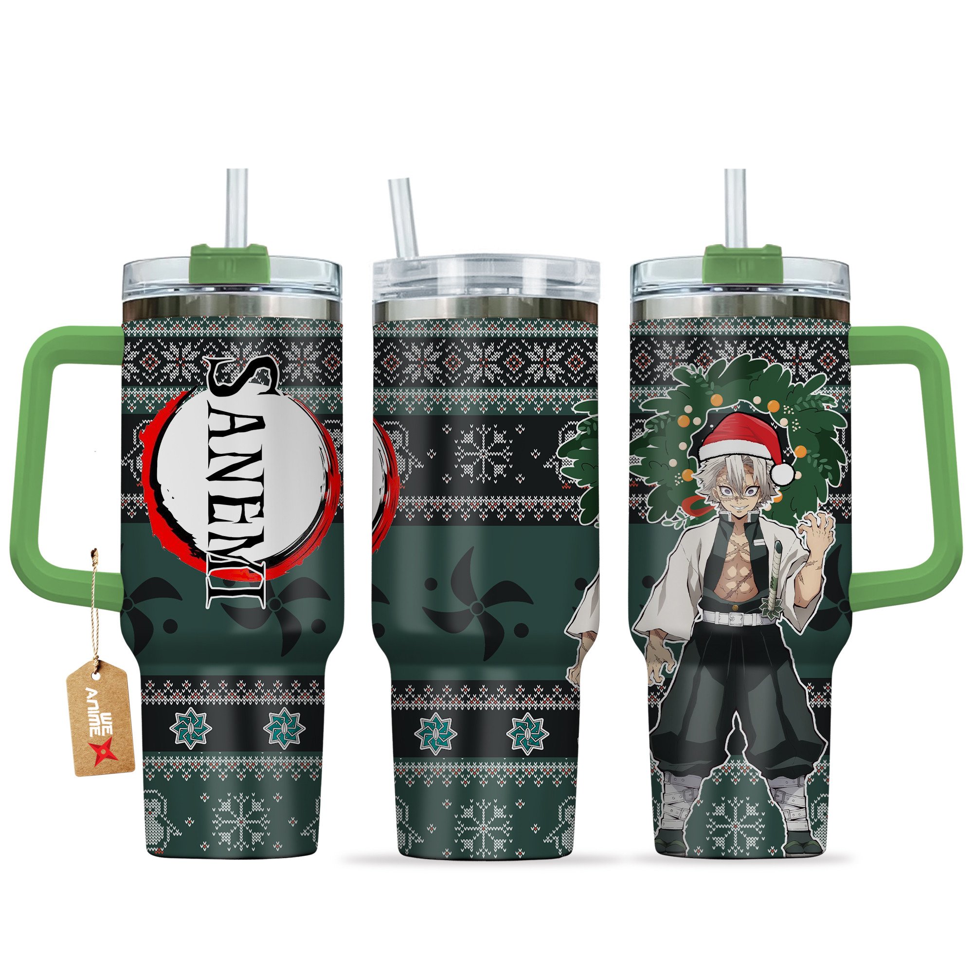 Sanemi Shinazugawa Demon Slayer Anime Custom Stanley Quencher 40oz Stainless Steel Tumbler With Handle