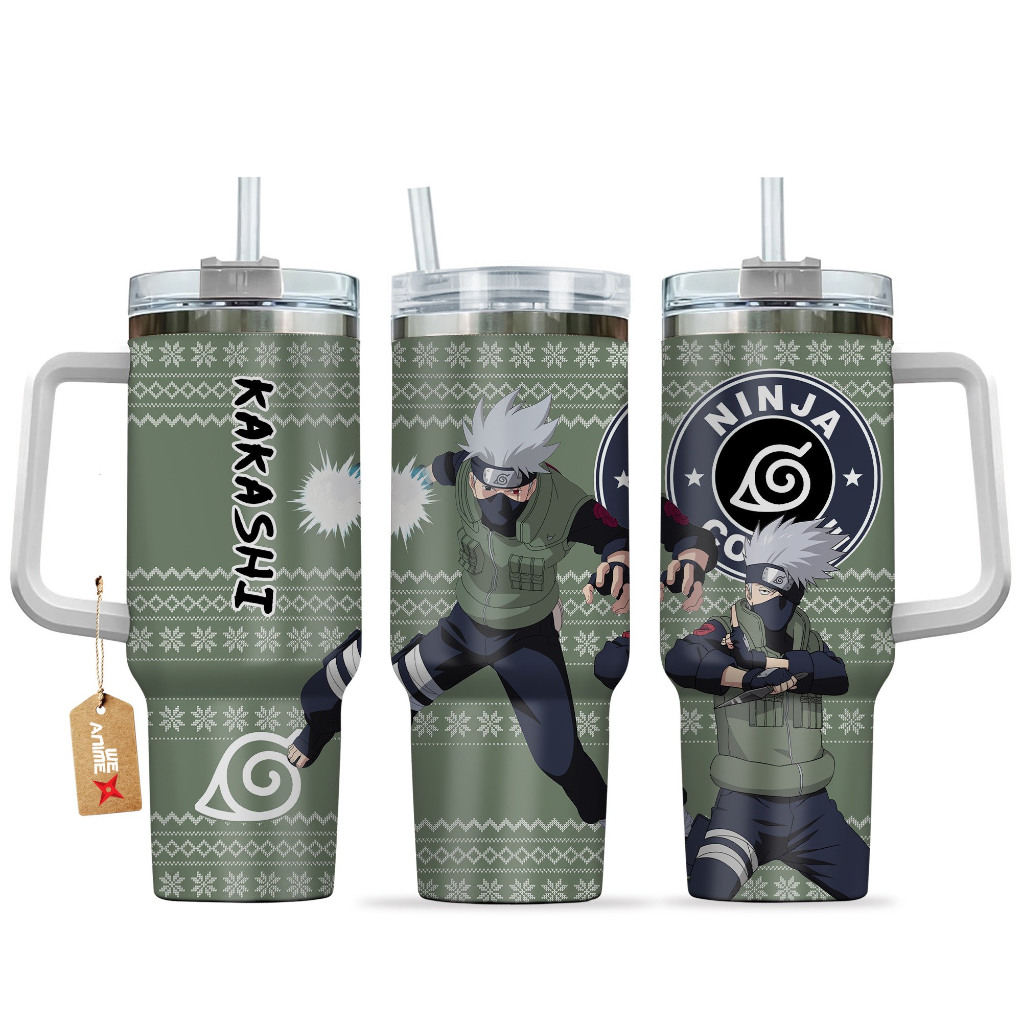 Sasuke Naruto Anime Custom Stanley Quencher 40oz Stainless Steel Tumbler With Handle