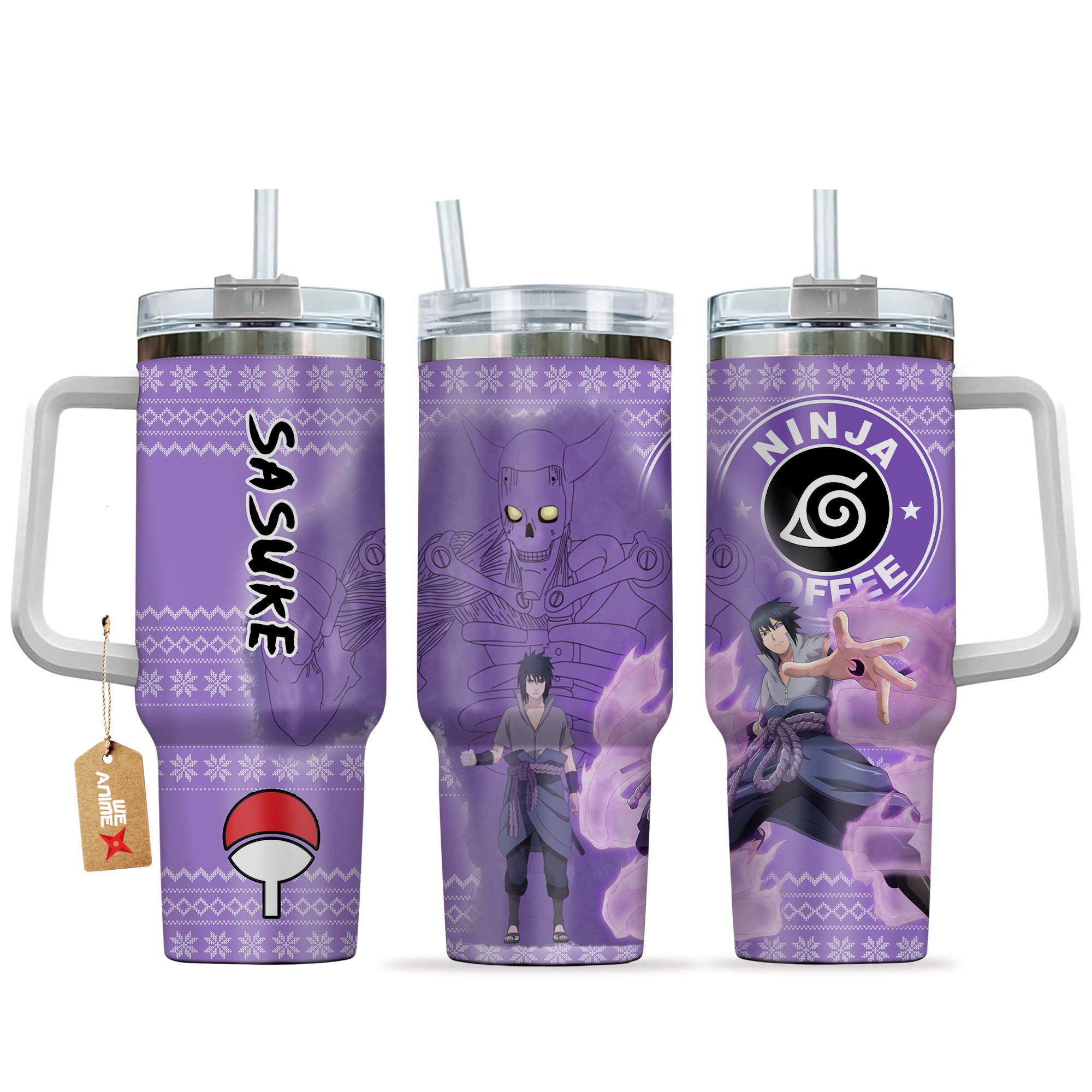 Sasuke Susanoo Naruto Anime Custom Stanley Quencher 40oz Stainless Steel Tumbler With Handle