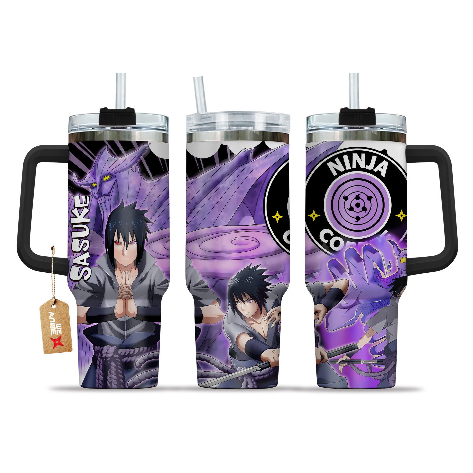 Sasuke Susanoo Naruto Anime Custom Stanley Quencher 40oz Stainless Steel Tumbler With Handle