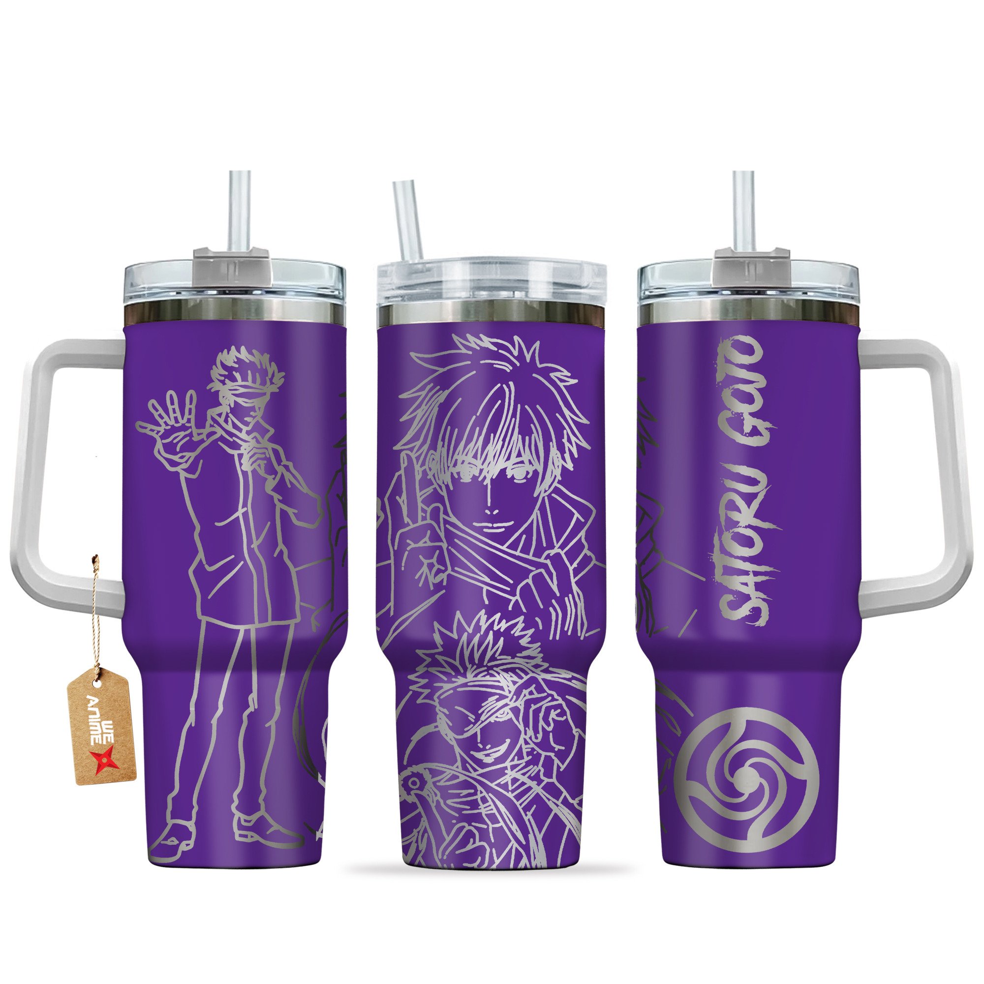Satoru Gojo Jujutsu Kaisen Anime Custom Stanley Quencher 40oz Stainless Steel Tumbler With Handle