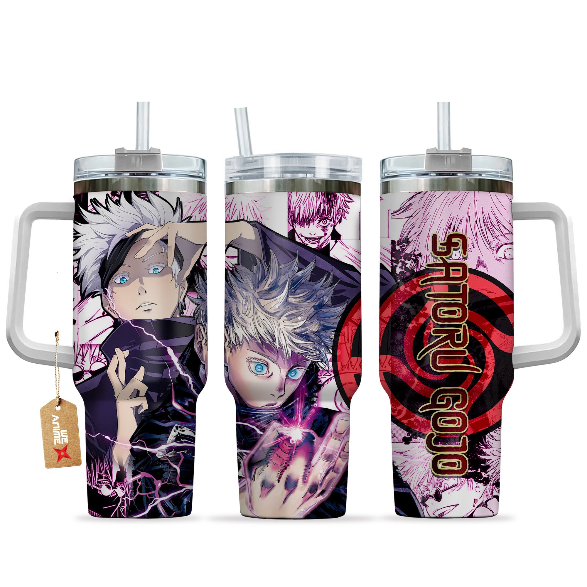 Satoru Gojo Jujutsu Kaisen Anime Custom Stanley Quencher 40oz Stainless Steel Tumbler With Handle