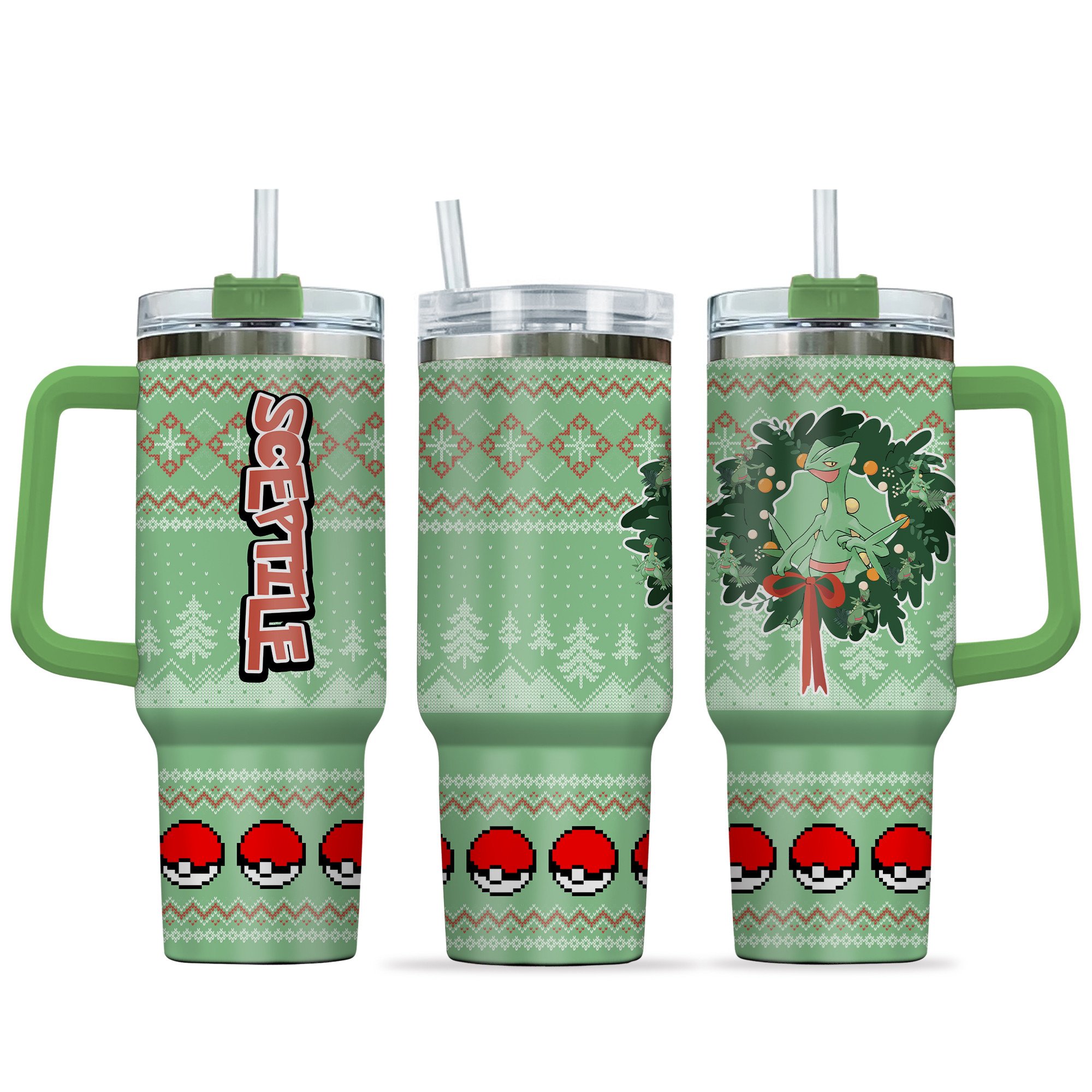 Sceptile Pokemon Anime Custom Stanley Quencher 40oz Stainless Steel Tumbler With Handle