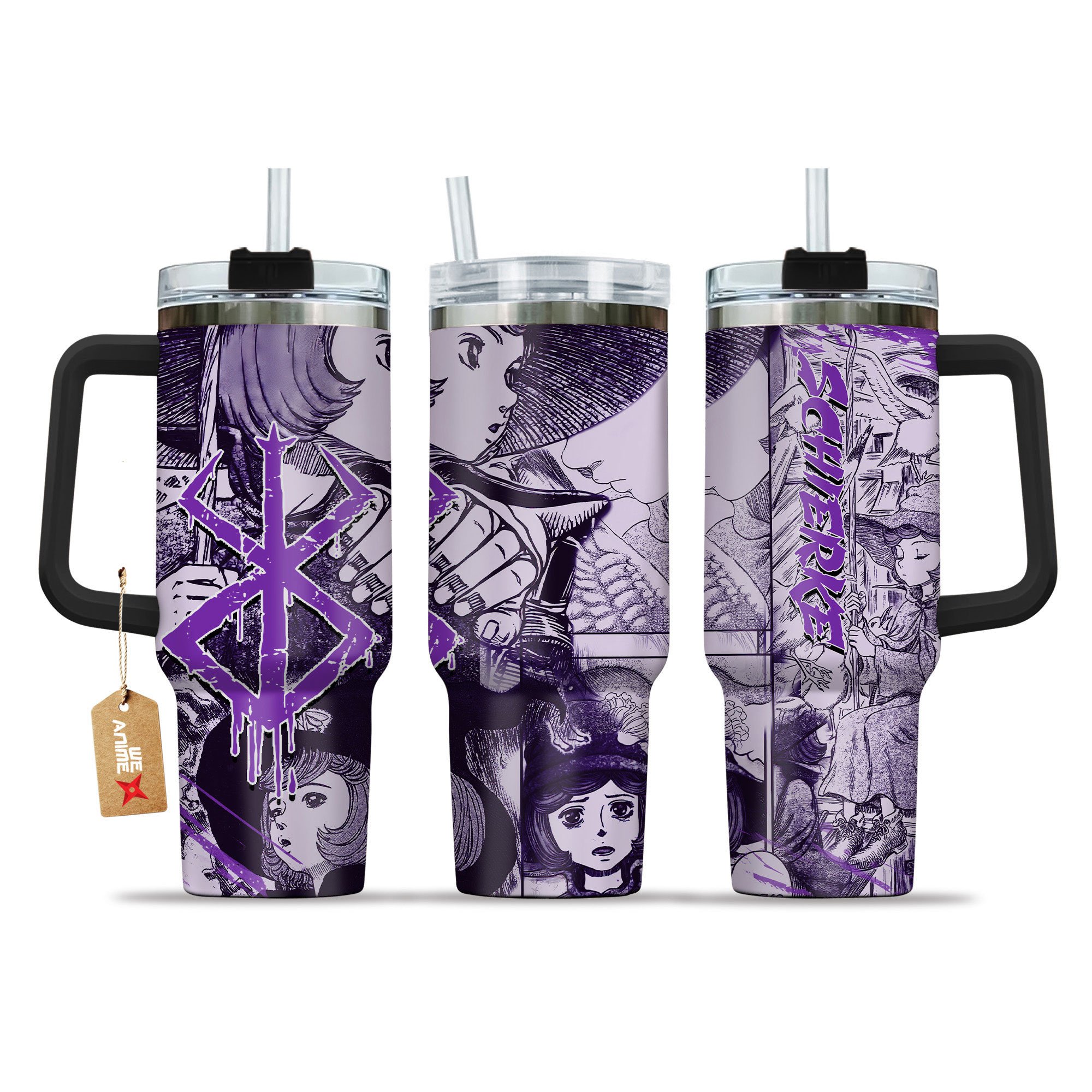 Schierke Berserk Anime Custom Stanley Quencher 40oz Stainless Steel Tumbler With Handle