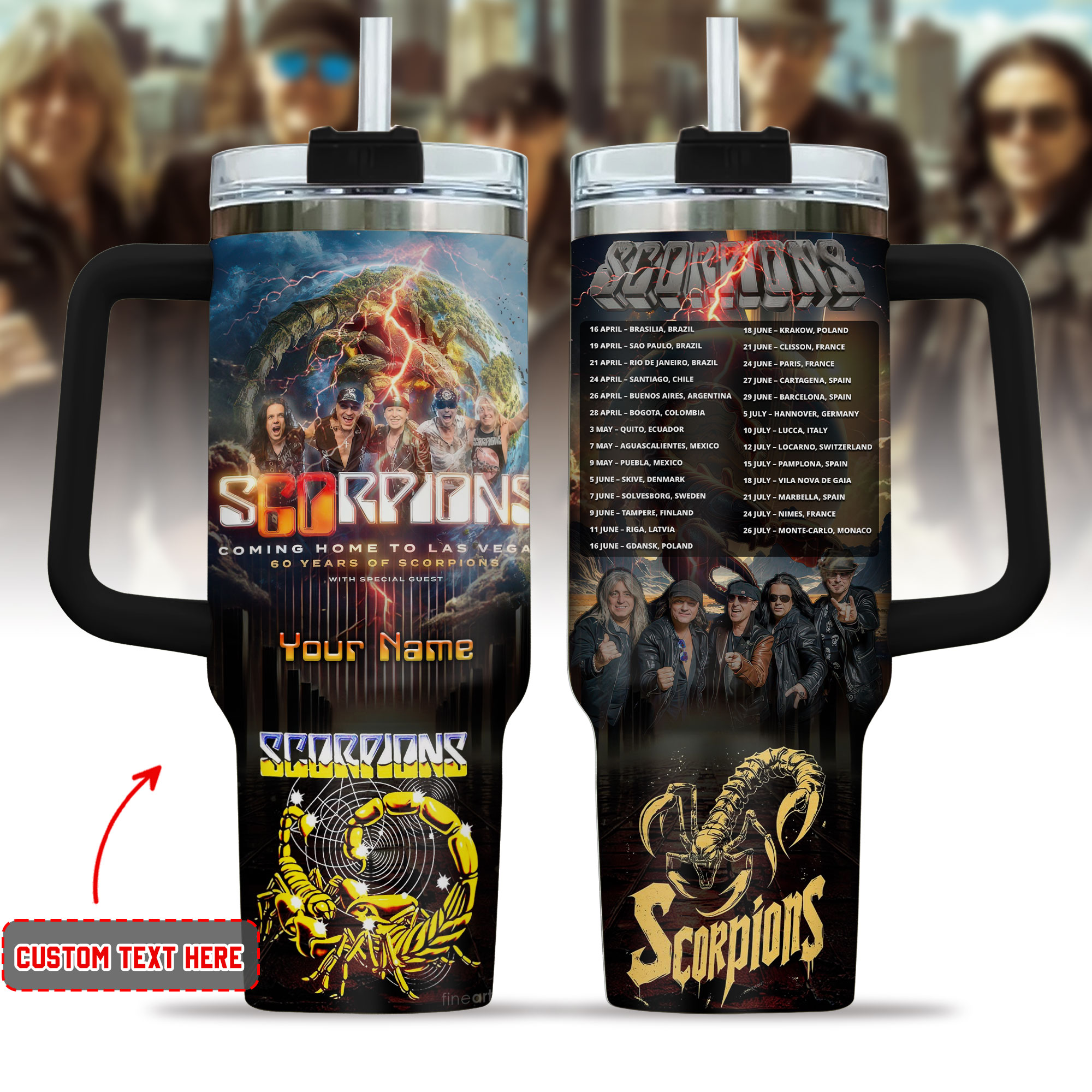 Scorpions Band Music Custom Stanley Quencher 40oz Stainless Steel Tumbler With Handle