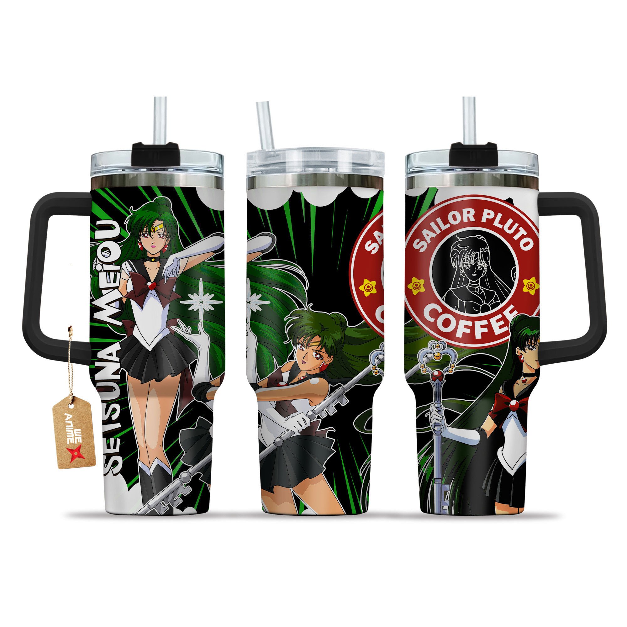 Setsuna Meiou Sailor Moon Anime Custom Stanley Quencher 40oz Stainless Steel Tumbler With Handle