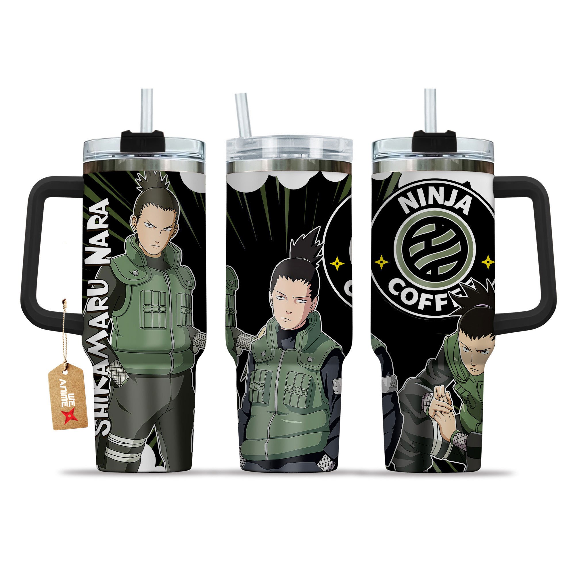 Shikamaru Nara Naruto Anime Custom Stanley Quencher 40oz Stainless Steel Tumbler With Handle