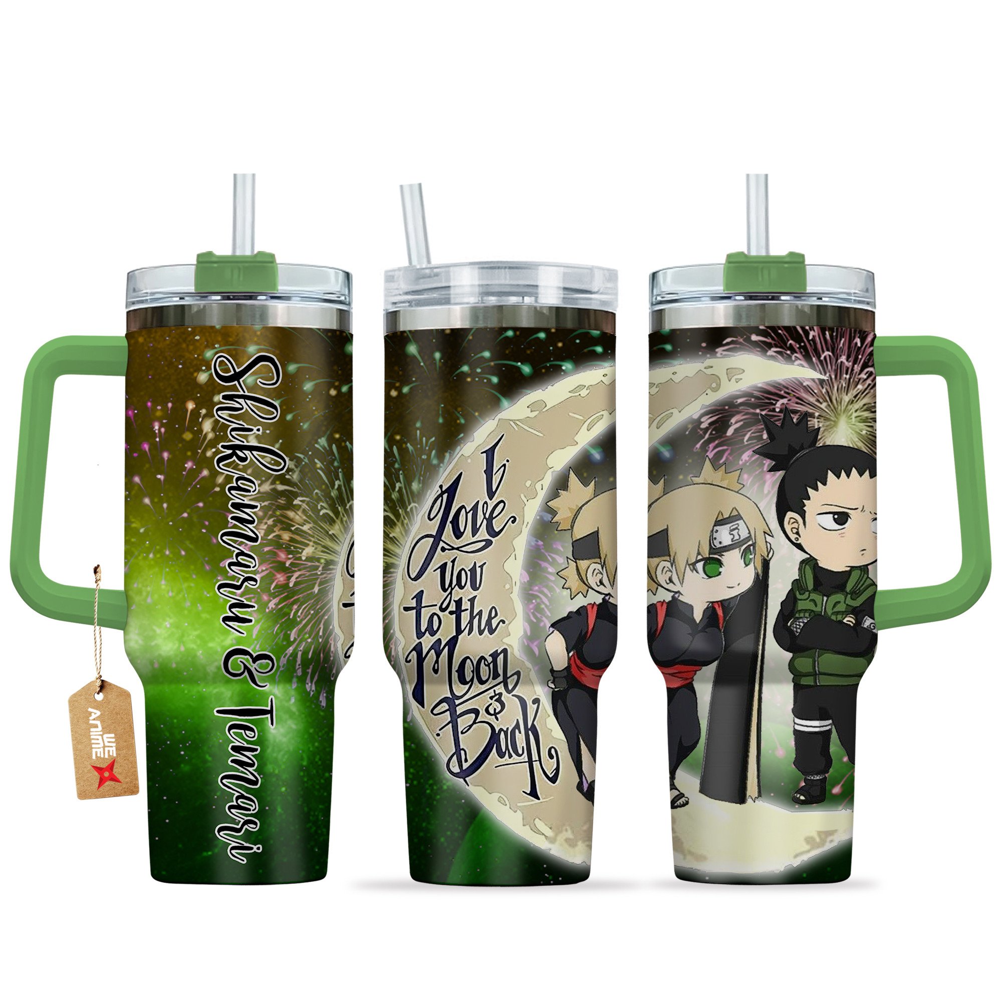 Shikamaru Nara & Temari Naruto Anime Valentine Custom Stanley Quencher 40oz Stainless Steel Tumbler With Handle