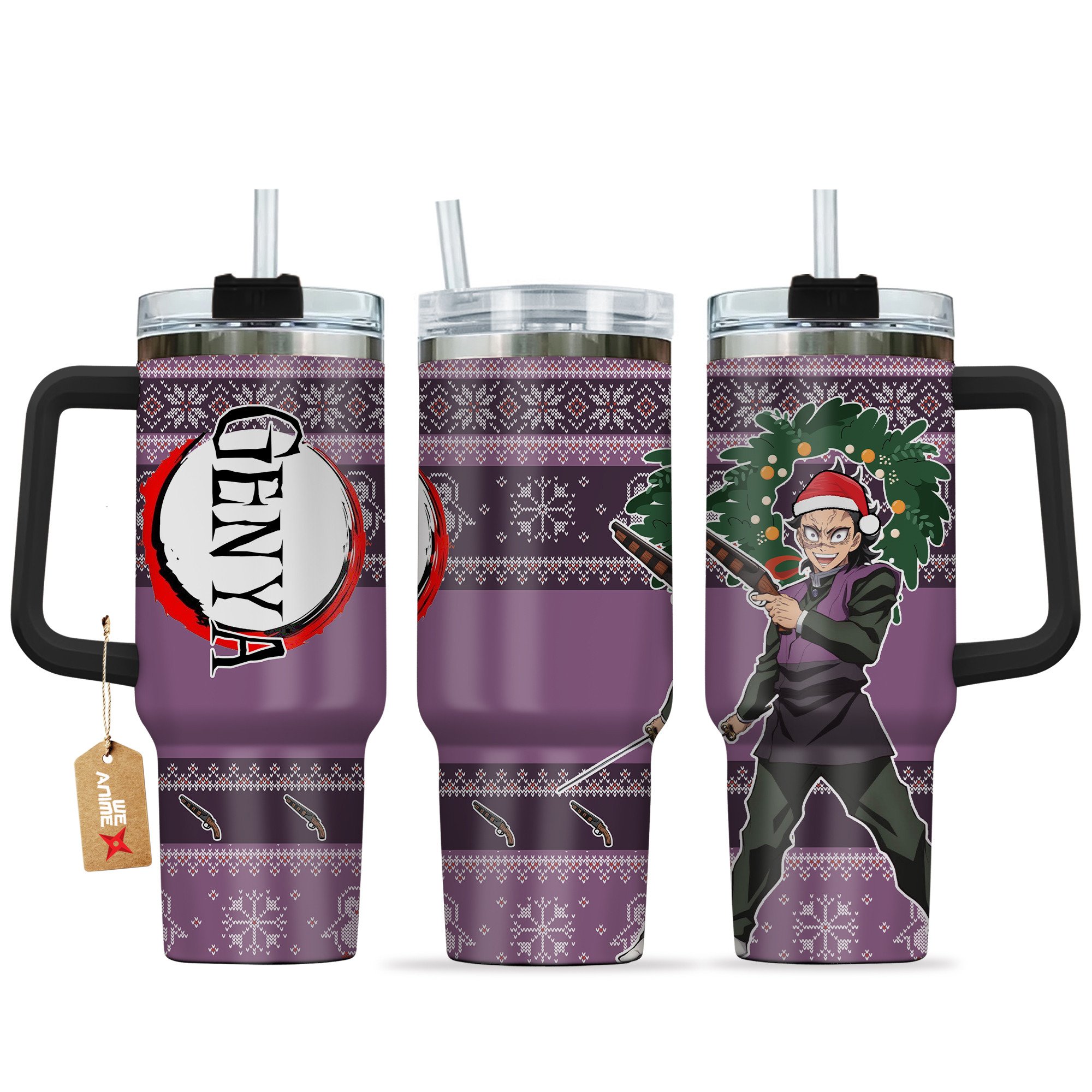 Shinazugawa Genya Demon Slayer Anime Custom Stanley Quencher 40oz Stainless Steel Tumbler With Handle