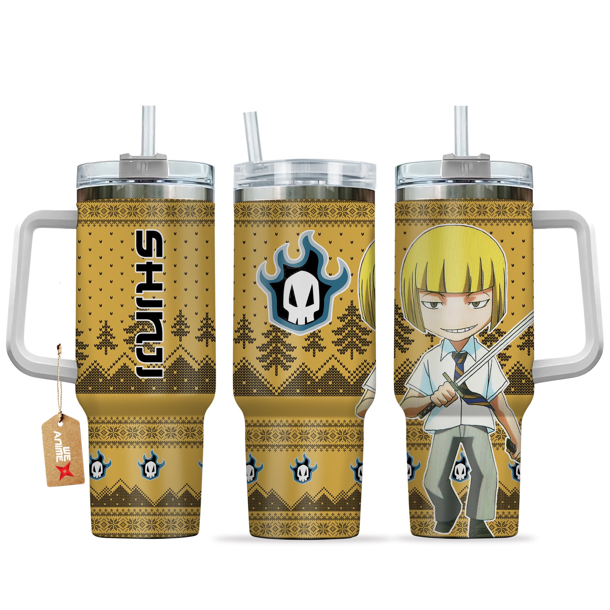 Shinji Hirako Bleach Anime Custom Stanley Quencher 40oz Stainless Steel Tumbler With Handle