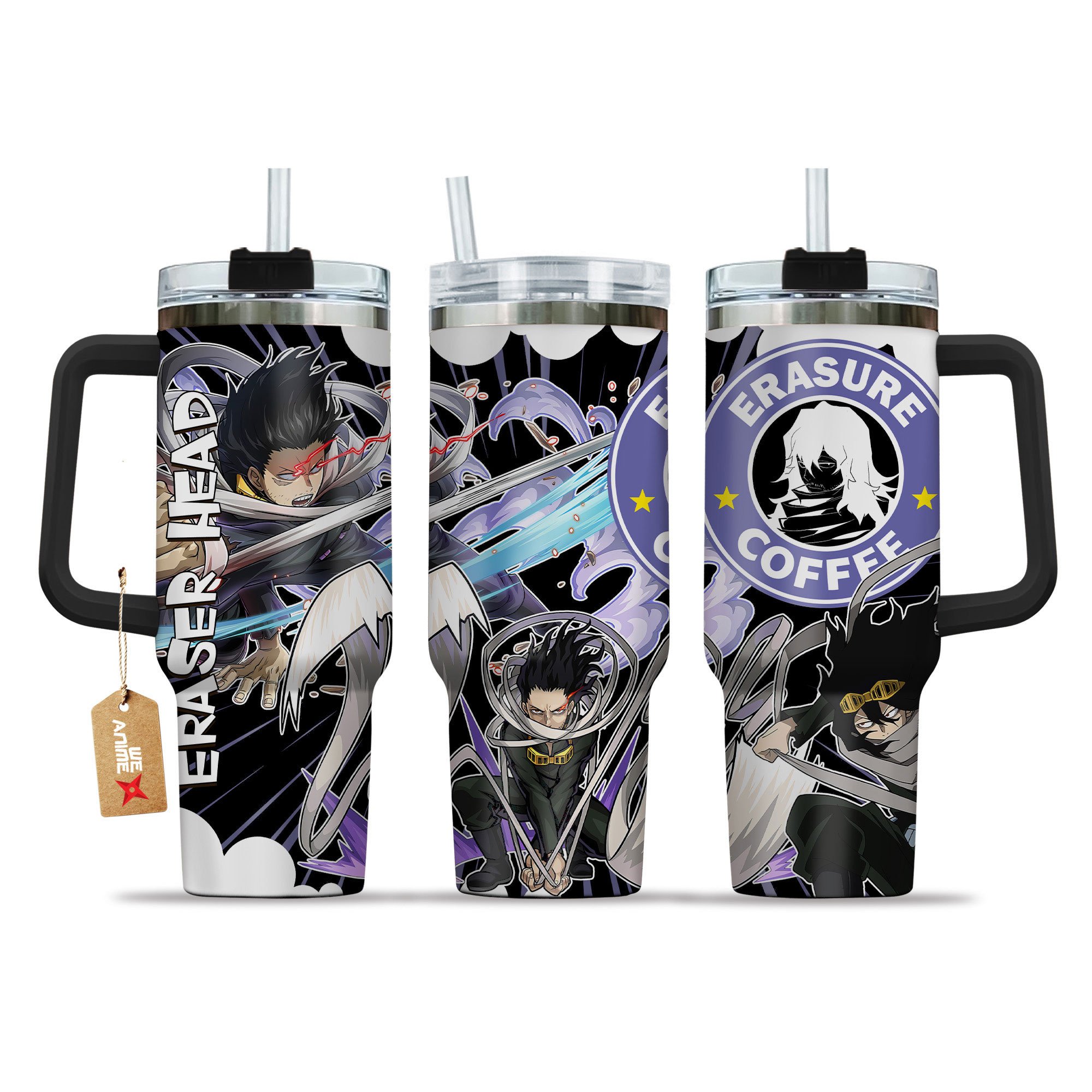 Shota Aizawa (Eraser Head) My Hero Academia Anime Custom Stanley Quencher 40oz Stainless Steel Tumbler With Handle