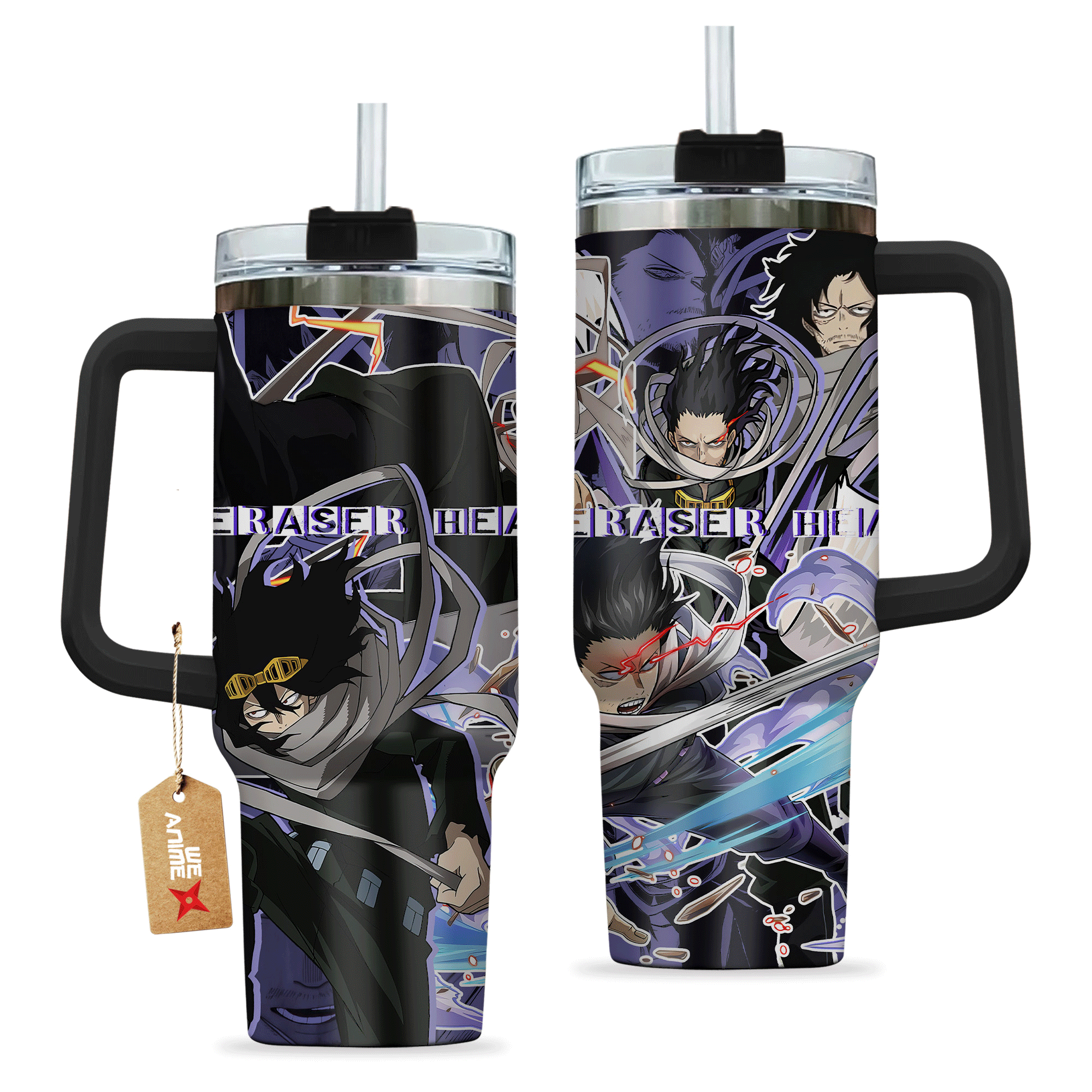 Shota Aizawa Eraser Head My Hero Academia Anime Custom Stanley Quencher 40oz Stainless Steel Tumbler With Handle
