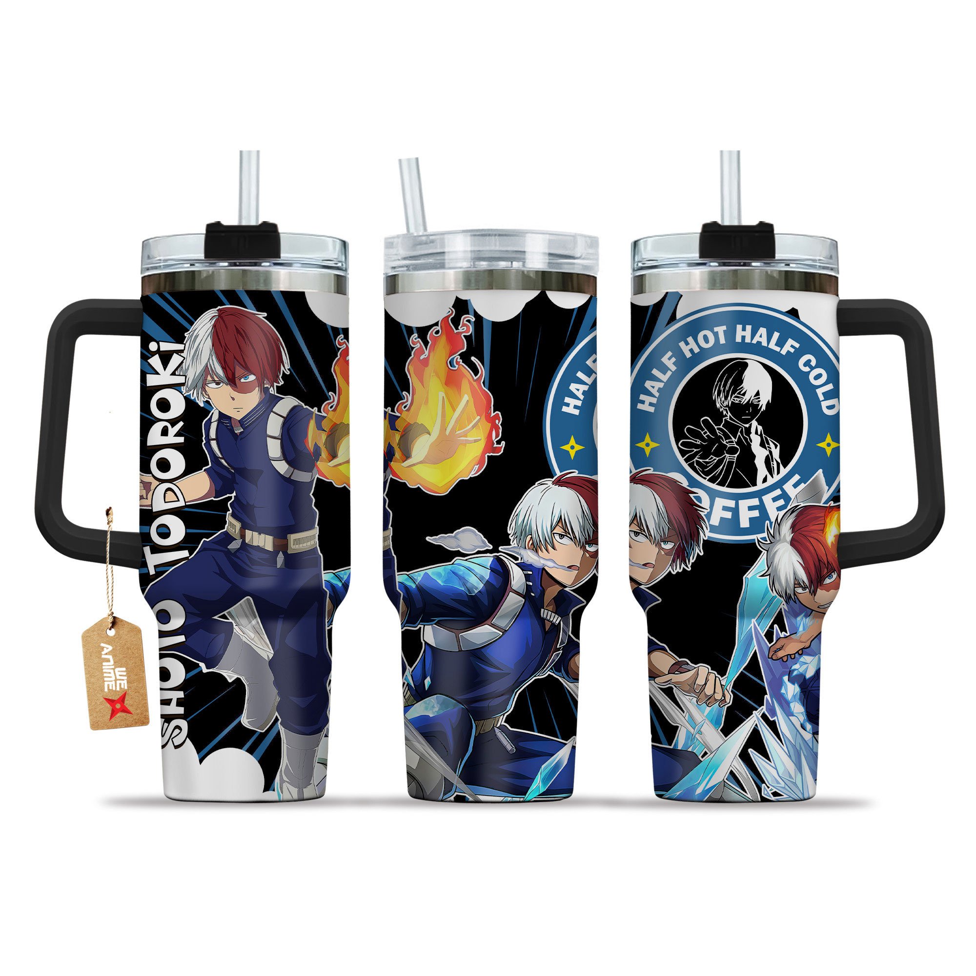 Shoto Todoroki My Hero Academia Anime Custom Stanley Quencher 40oz Stainless Steel Tumbler With Handle