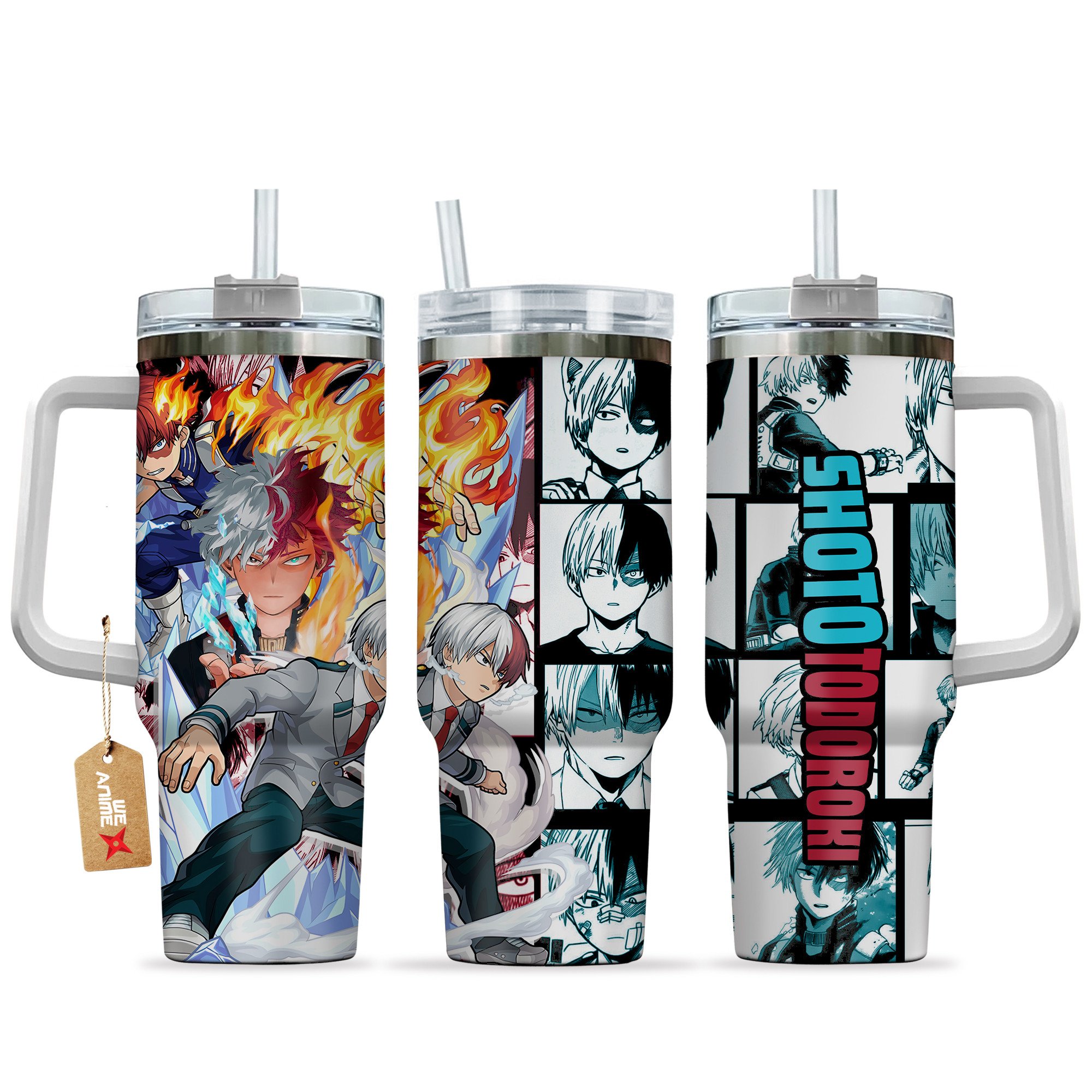 Shoto Todoroki My Hero Academia Anime Custom Stanley Quencher 40oz Stainless Steel Tumbler With Handle