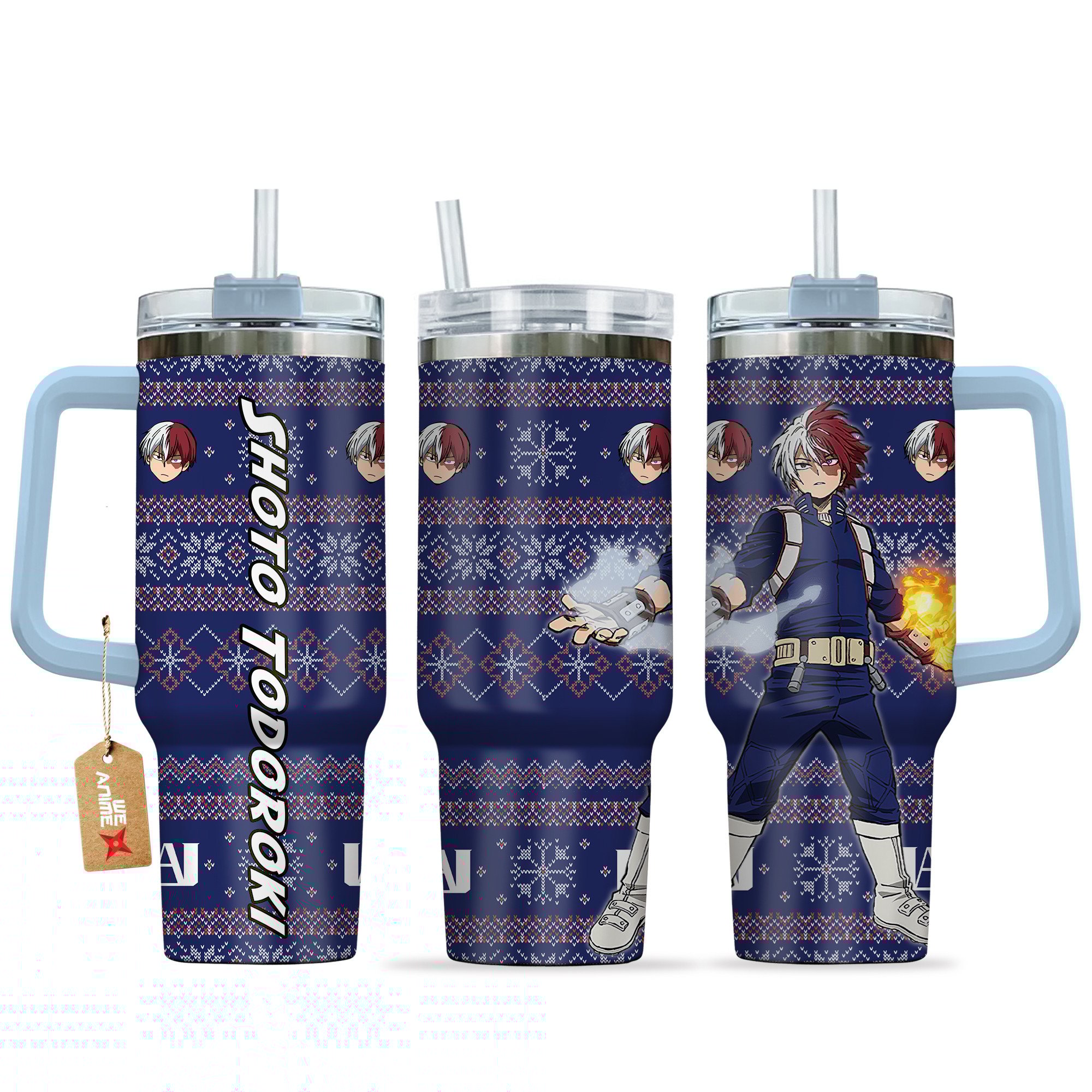 Shoto Todoroki My Hero Academia Anime Custom Stanley Quencher 40oz Stainless Steel Tumbler With Handle