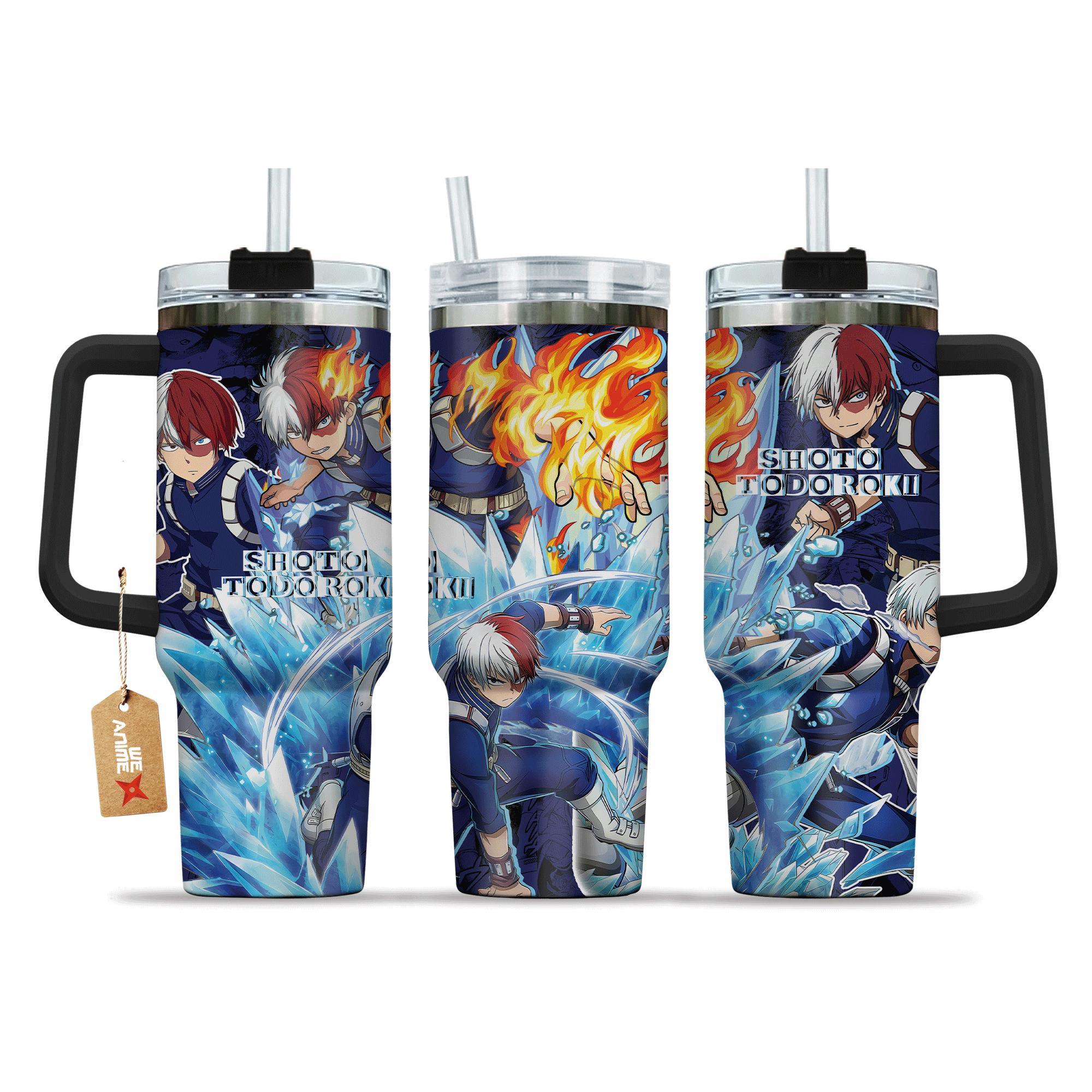 Shoto Todoroki My Hero Academia Anime Custom Stanley Quencher 40oz Stainless Steel Tumbler With Handle