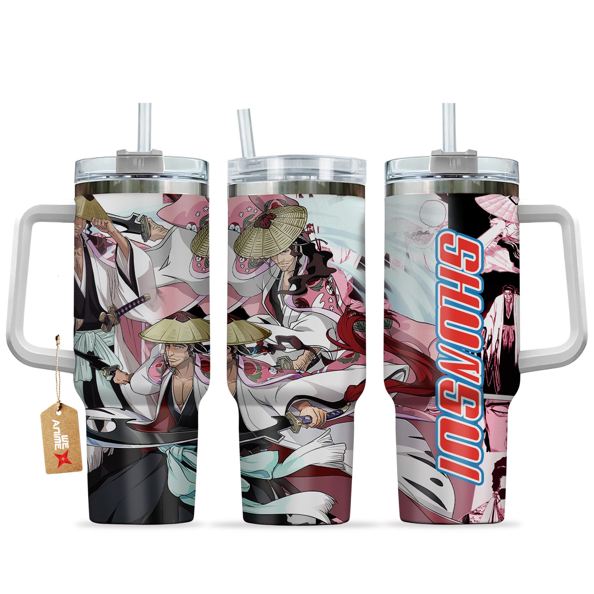 Shunsui Kyoraku Bleach Anime Custom Stanley Quencher 40oz Stainless Steel Tumbler With Handle
