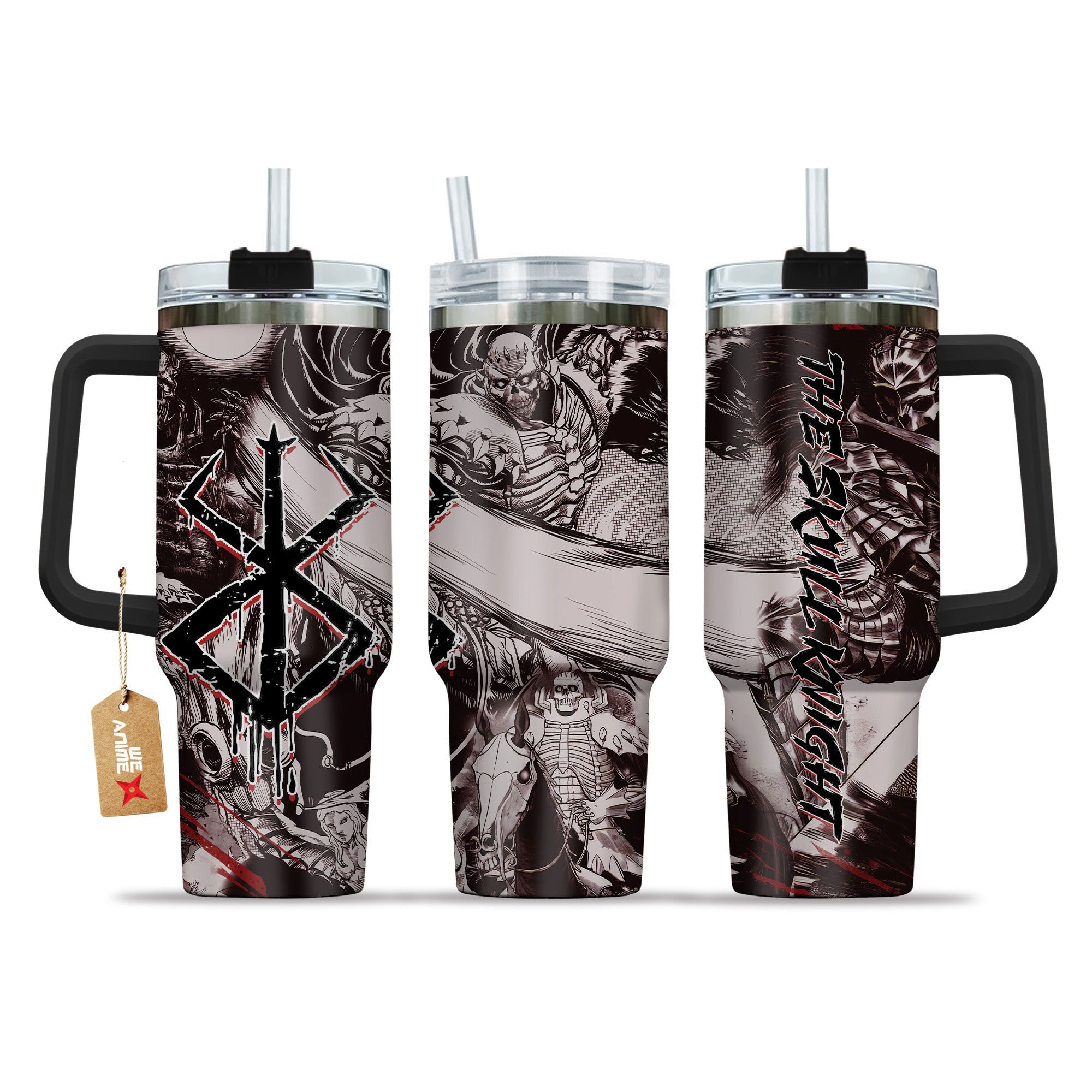 Skull Knight Berserk Anime Custom Stanley Quencher 40oz Stainless Steel Tumbler With Handle