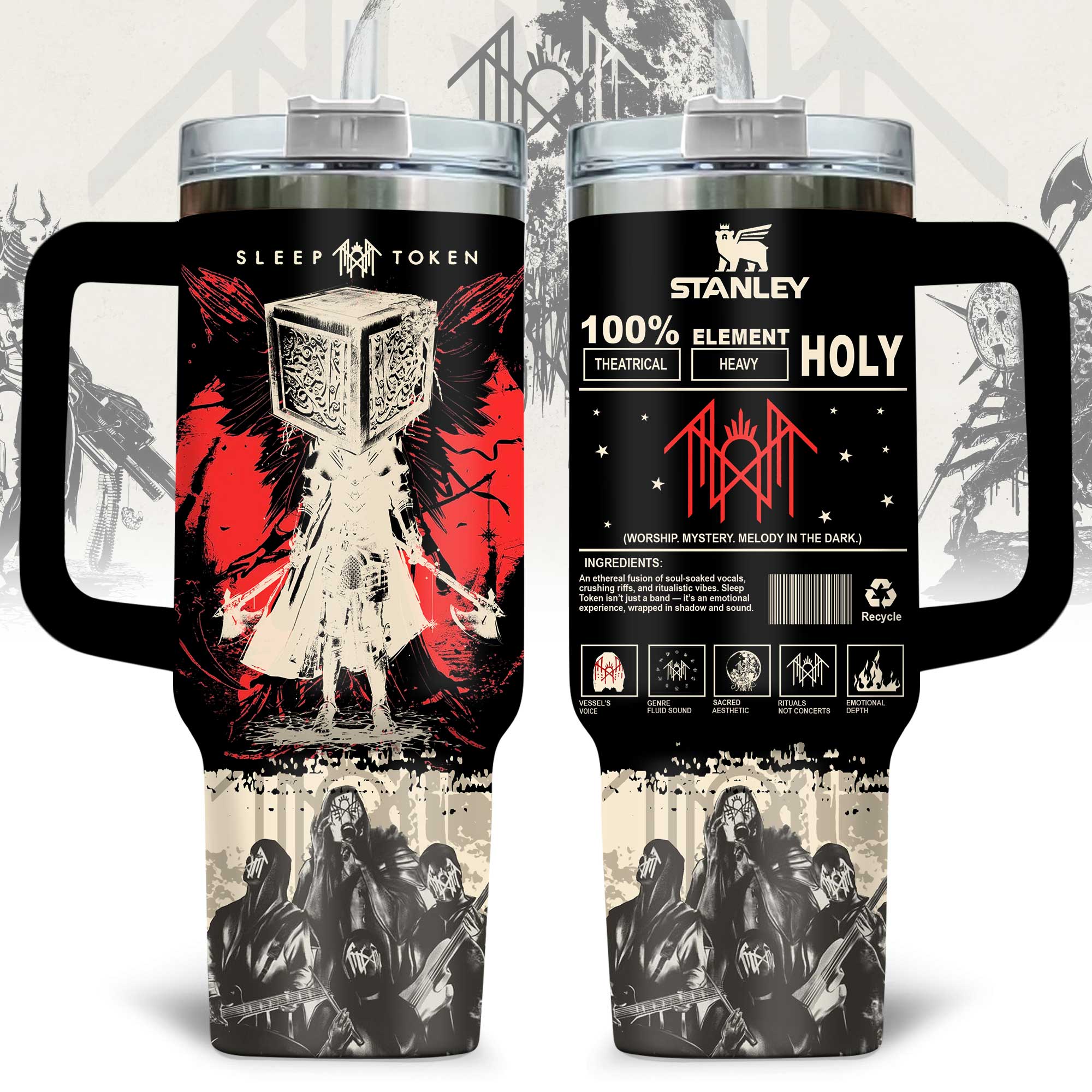 Sleep Token Music Custom Stanley Quencher 40oz Stainless Steel Tumbler With Handle
