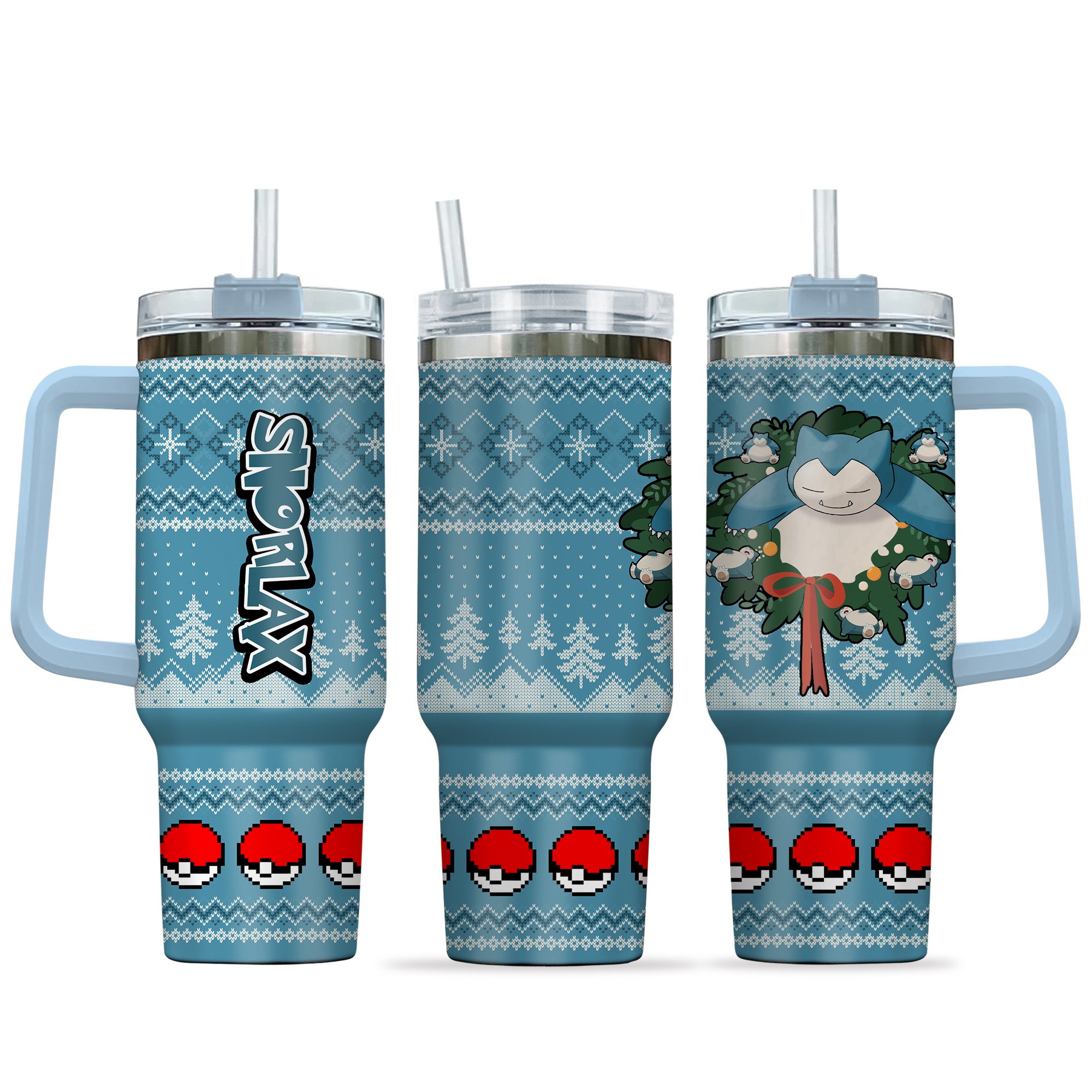 Snorlax Pokemon Anime Custom Stanley Quencher 40oz Stainless Steel Tumbler With Handle