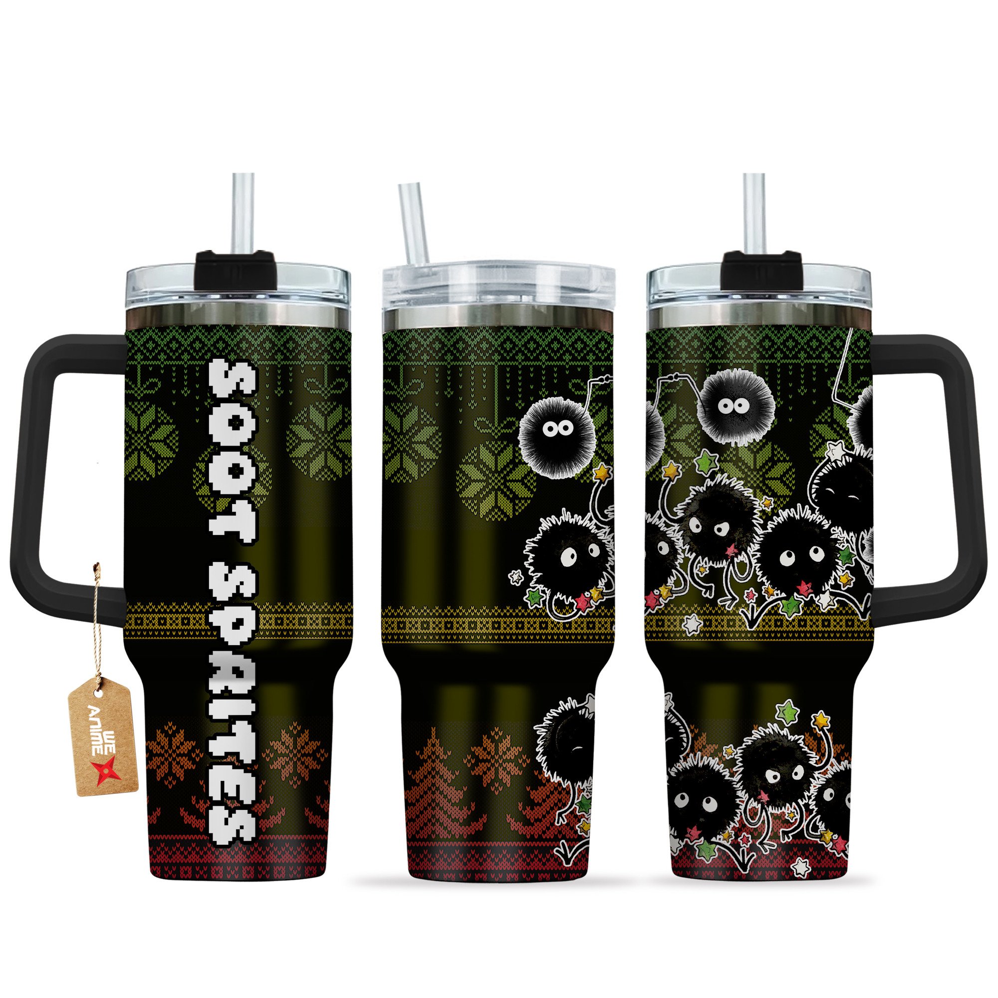 Soot Sprites Anime Custom Stanley Quencher 40oz Stainless Steel Tumbler With Handle
