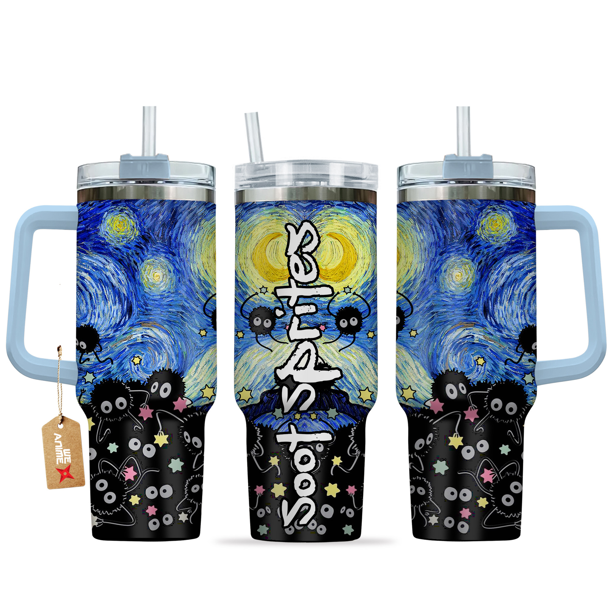 Soot Sprites Anime Custom Stanley Quencher 40oz Stainless Steel Tumbler With Handle