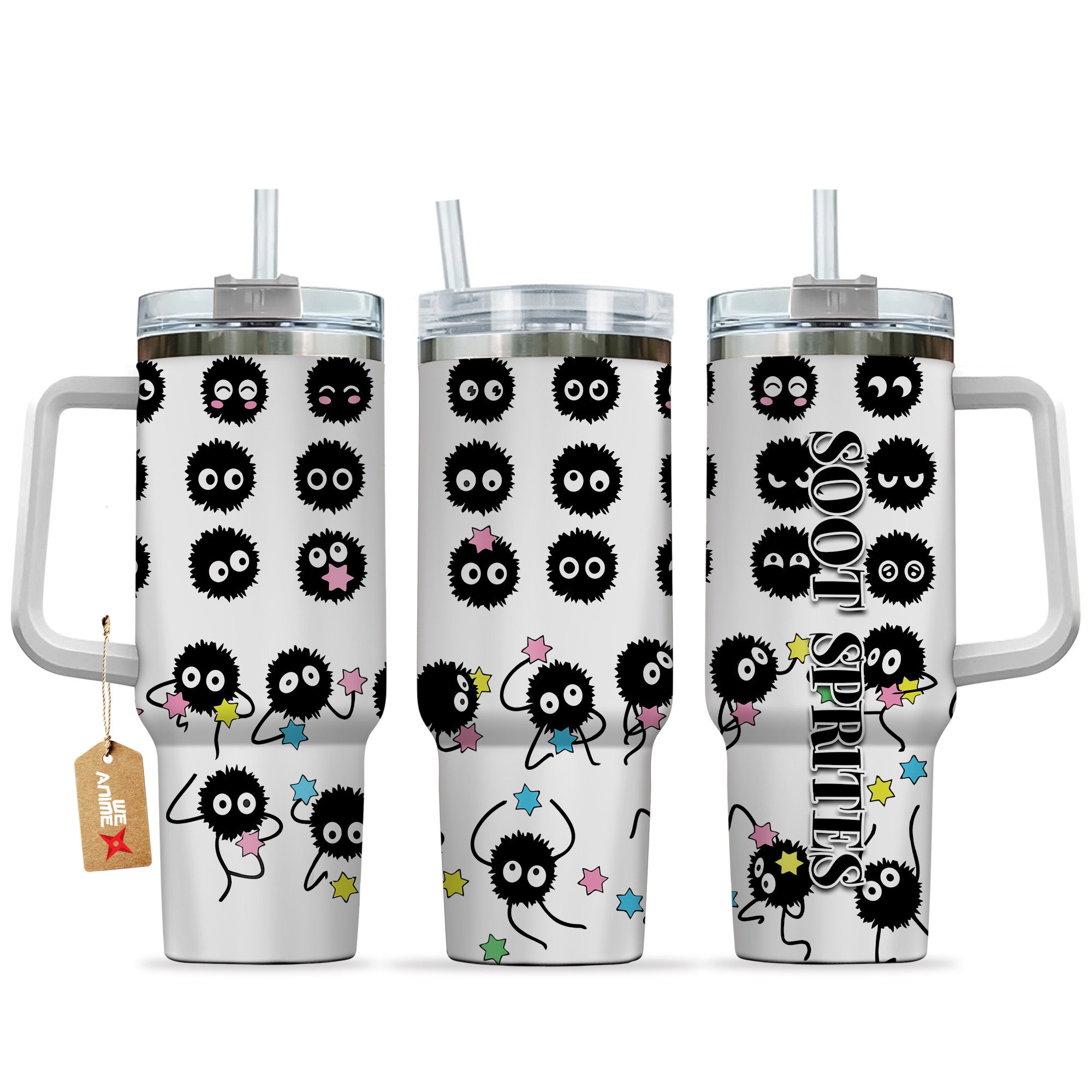 Soot Sprites Anime Custom Stanley Quencher 40oz Stainless Steel Tumbler With Handle