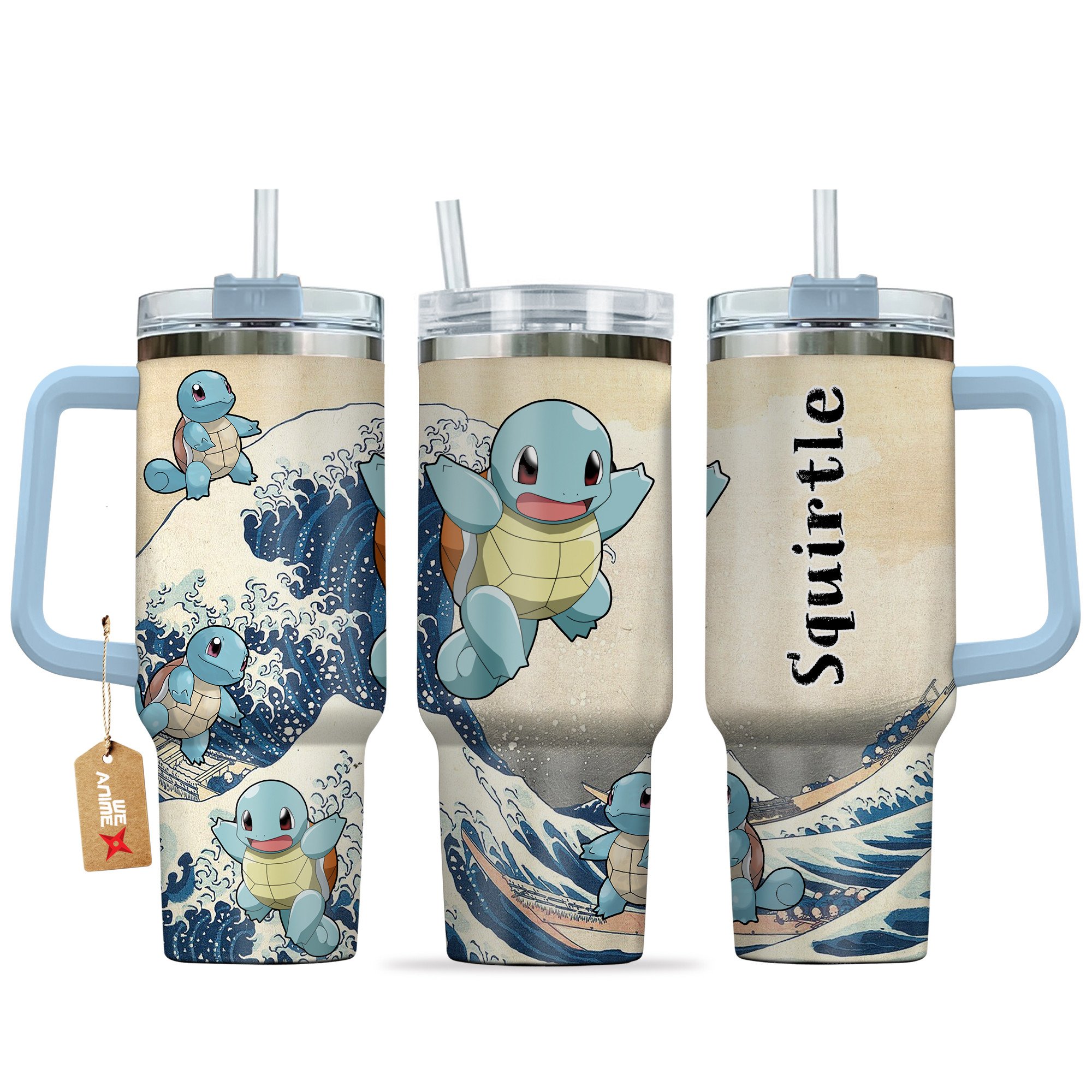 Squirtle Pokemon Anime Custom Stanley Quencher 40oz Stainless Steel Tumbler With Handle