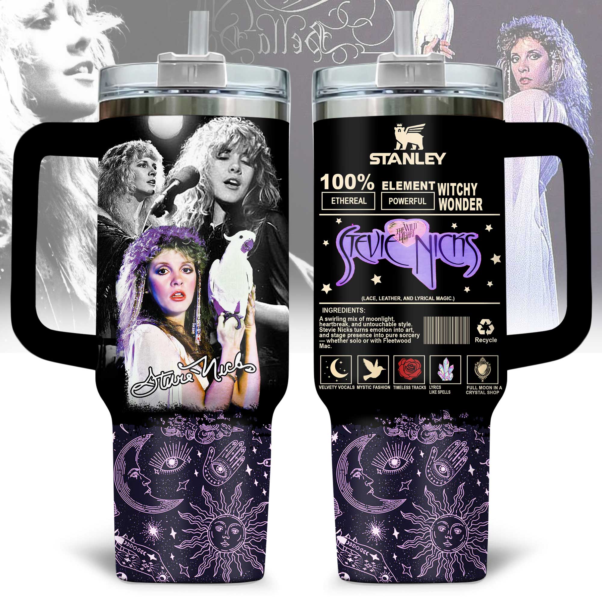 Stevie Nicks Music Custom Stanley Quencher 40oz Stainless Steel Tumbler With Handle