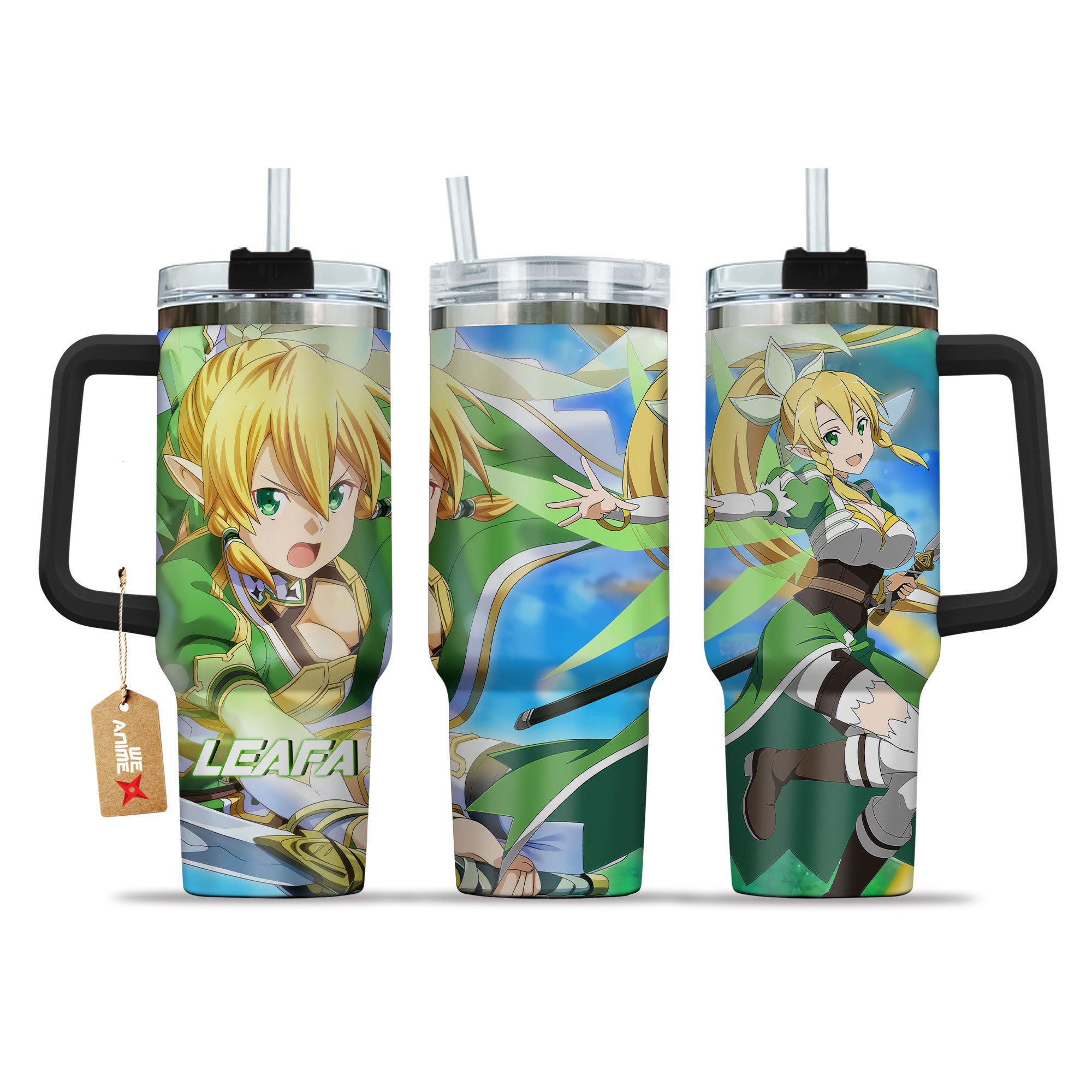 Suguha Kirigaya (Leafa) Sword Art Online Anime Custom Stanley Quencher 40oz Stainless Steel Tumbler With Handle