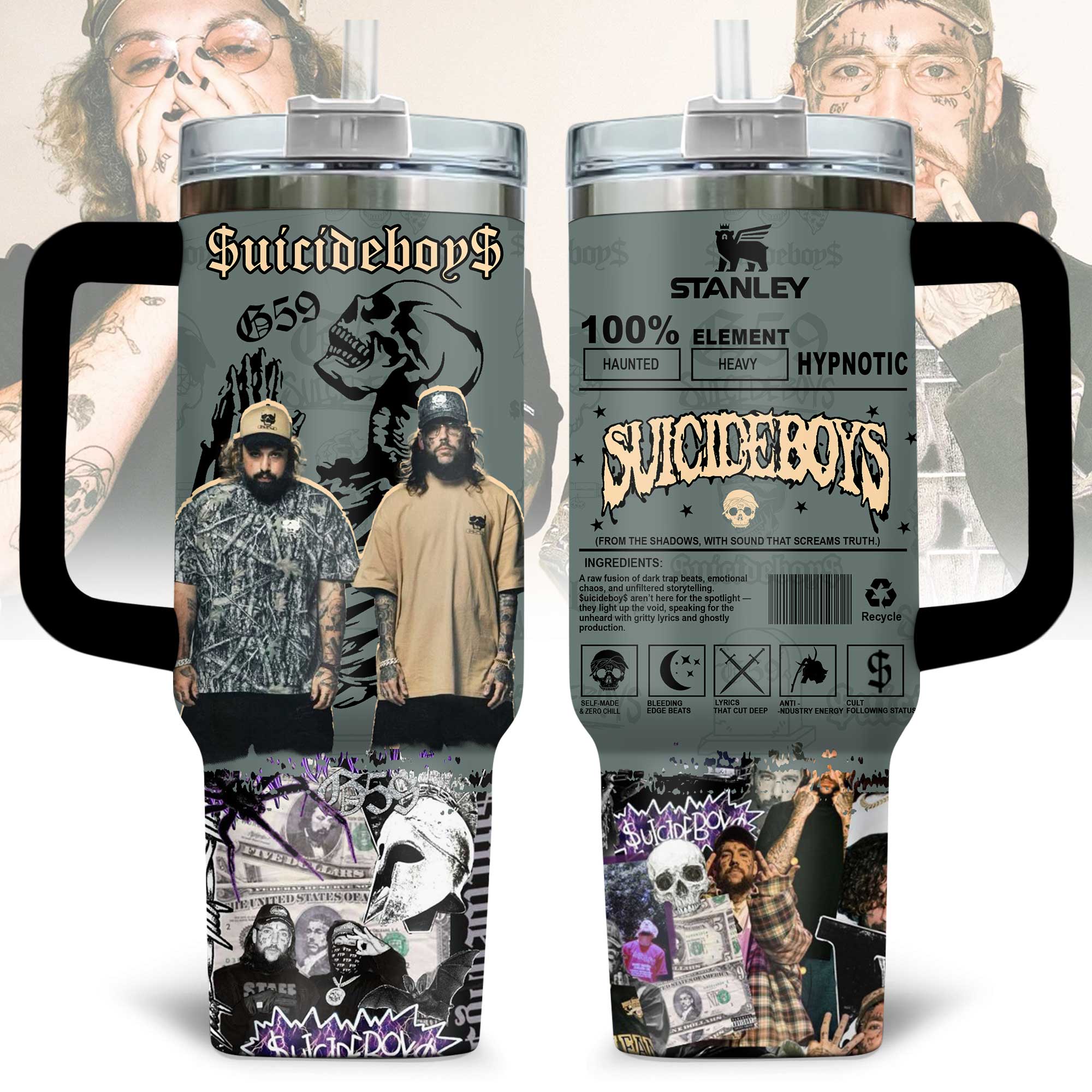 Suicideboys Music Custom Stanley Quencher 40oz Stainless Steel Tumbler With Handle