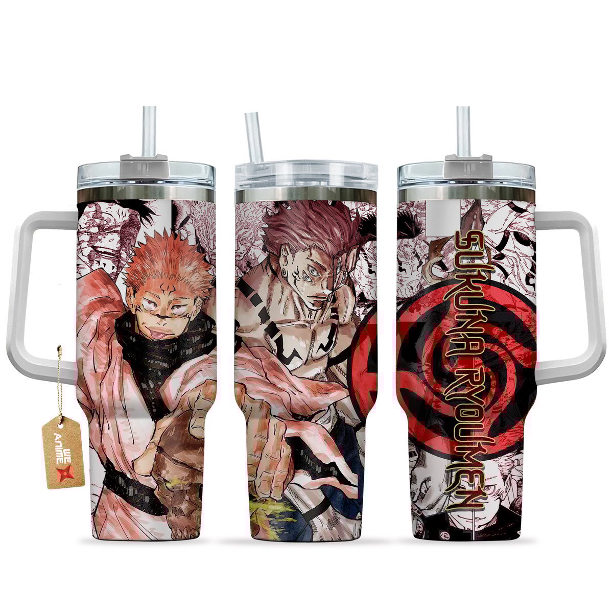 Sukuna Ryomen Jujutsu Kaisen Anime Custom Stanley Quencher 40oz Stainless Steel Tumbler With Handle