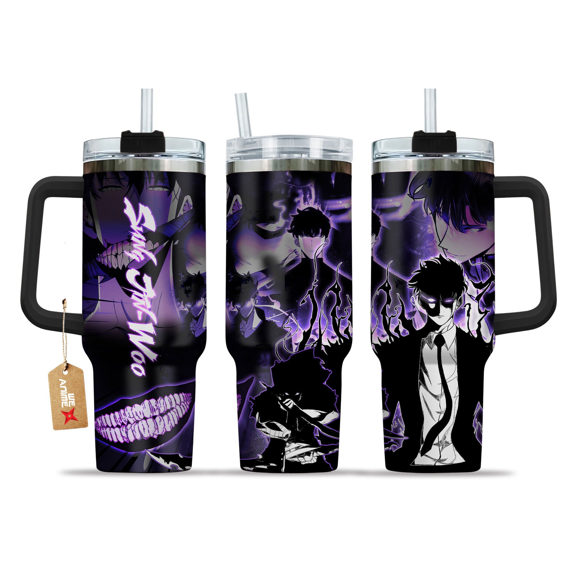 Sung Jin-Woo Solo Leveling Anime Custom Stanley Quencher 40oz Stainless Steel Tumbler With Handle