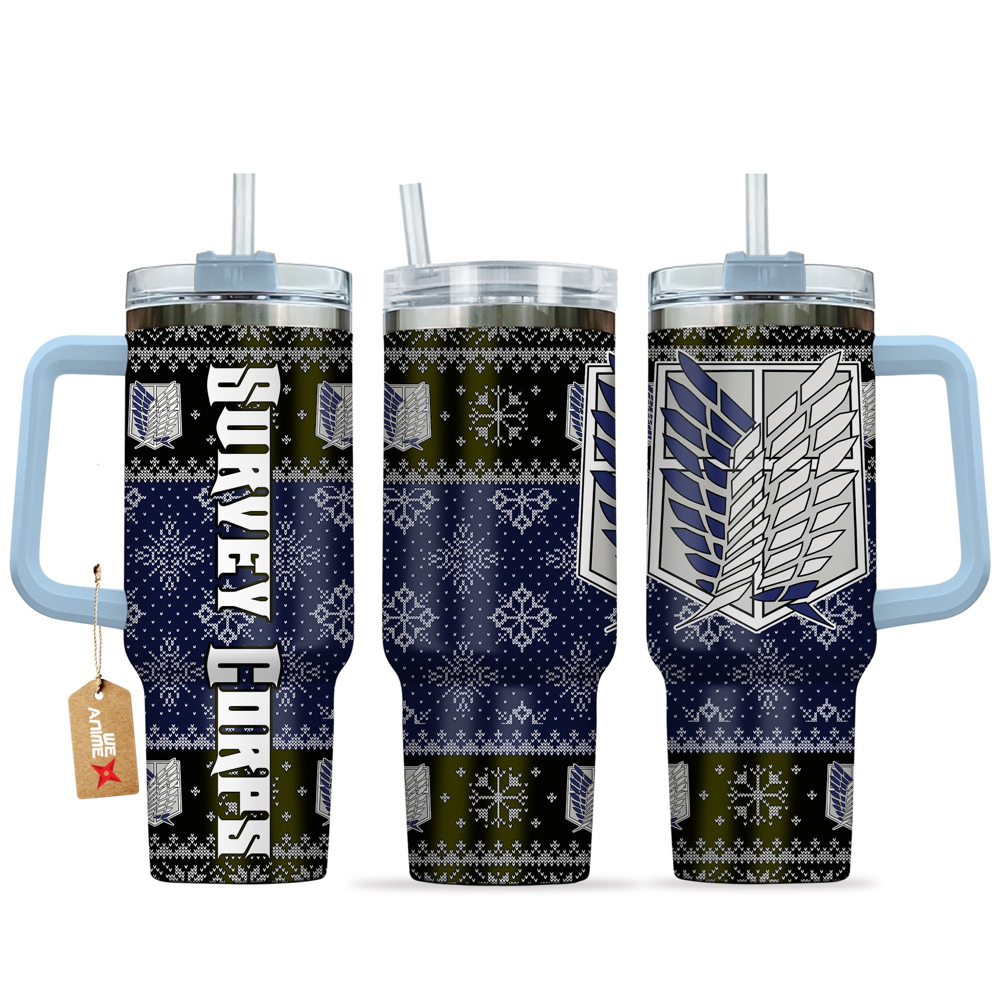 Survey Corps Attack on Titan Anime Custom Stanley Quencher 40oz Stainless Steel Tumbler With Handle