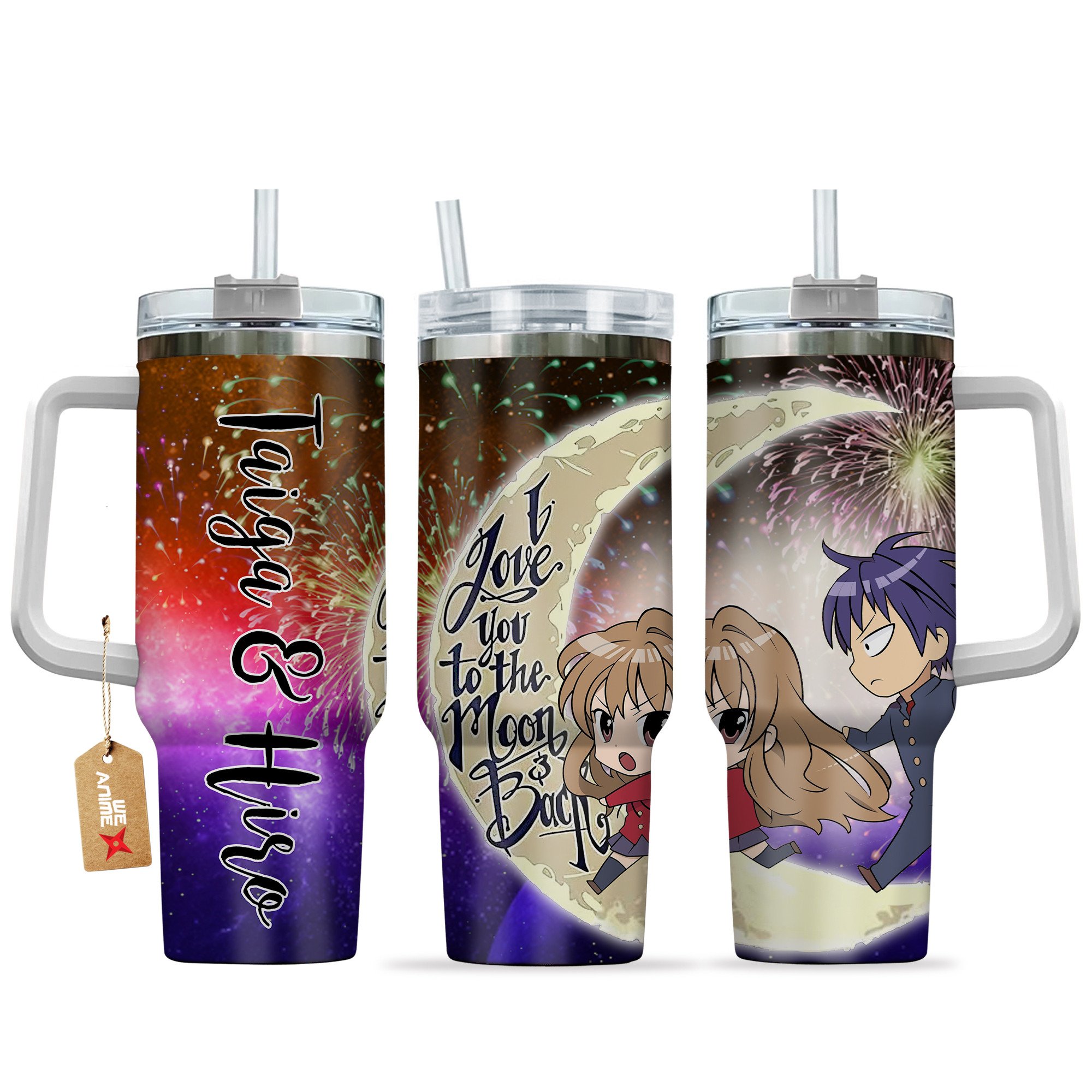 Taiga Aisaka & Ryuuji Takasu Toradora Anime Valentine Custom Stanley Quencher 40oz Stainless Steel Tumbler With Handle