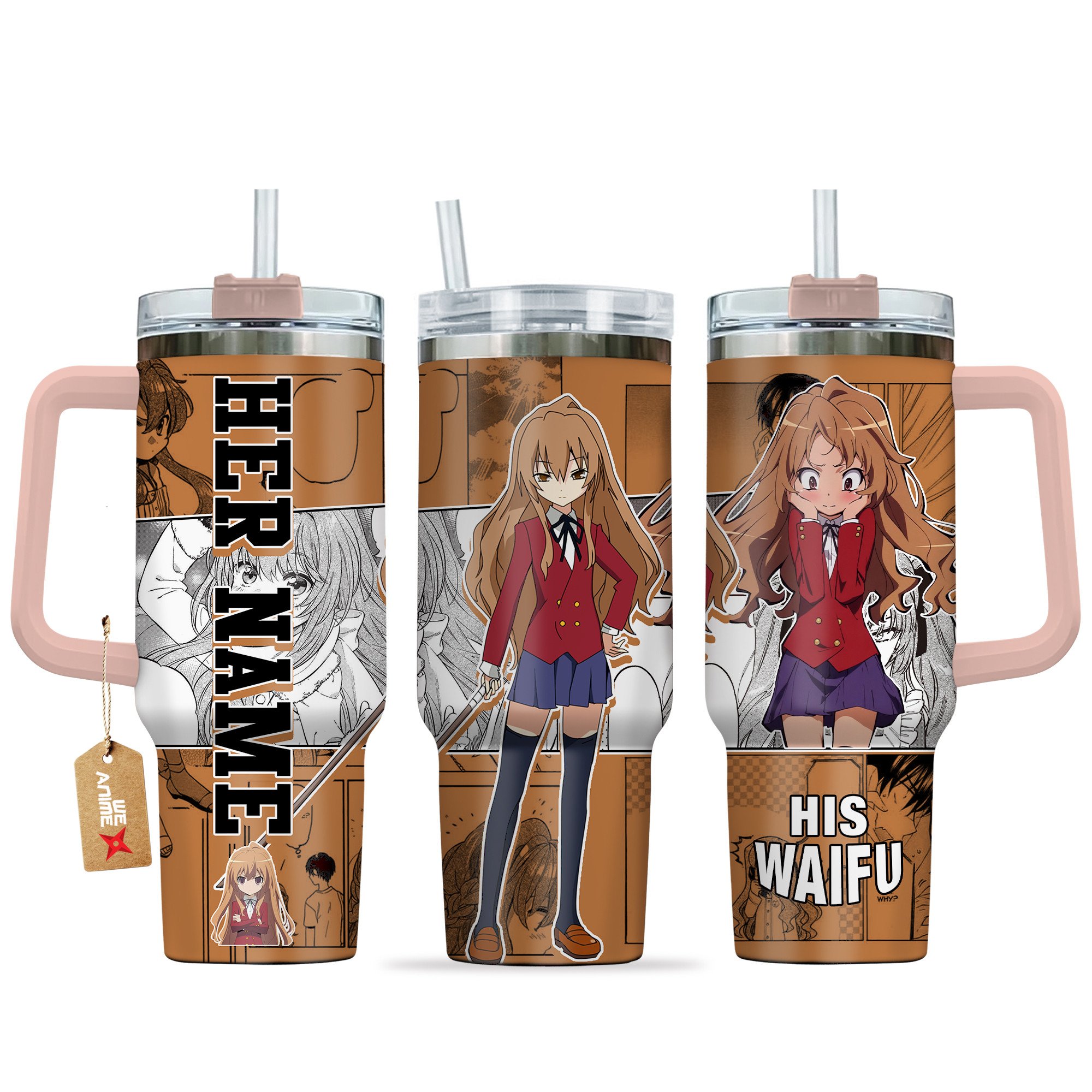 Taiga Aisaka Toradora Anime Custom Stanley Quencher 40oz Stainless Steel Tumbler With Handle