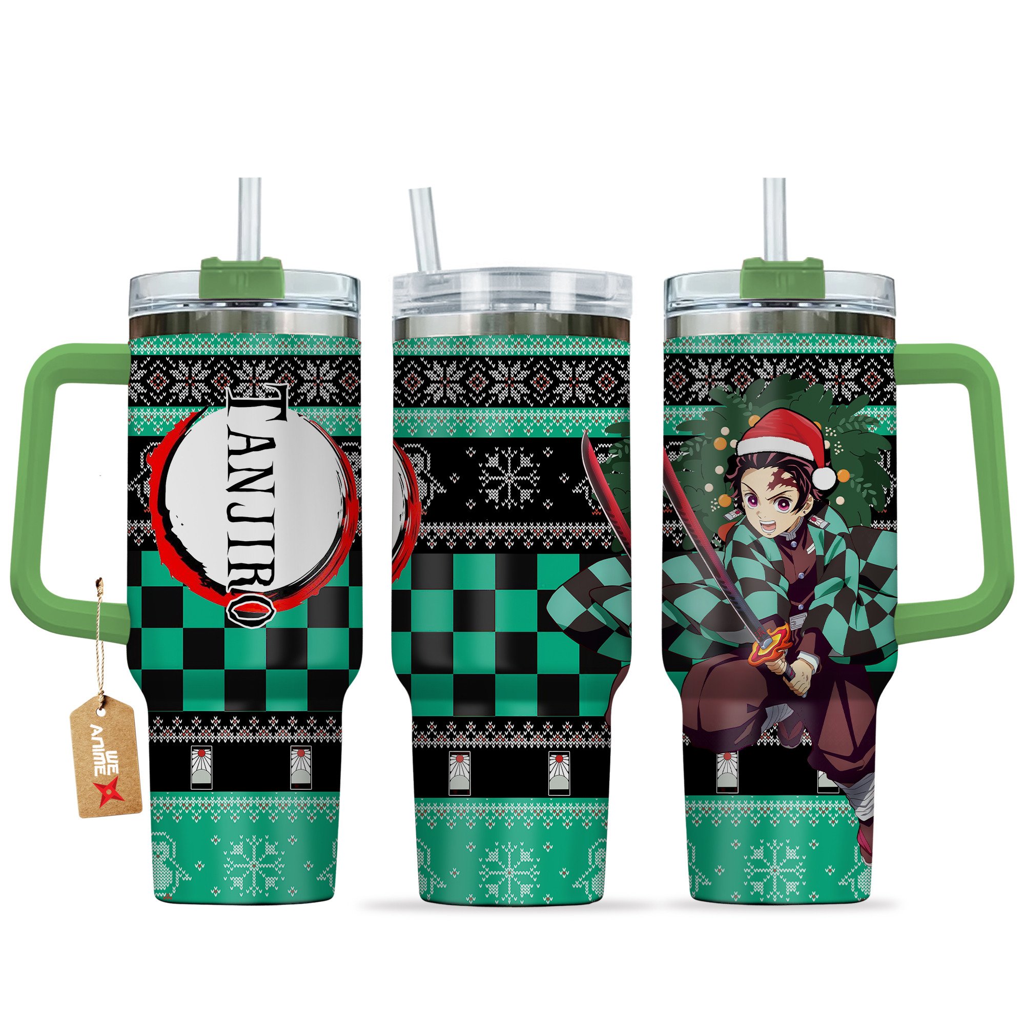 Tanjiro Kamado Demon Slayer Anime Custom Stanley Quencher 40oz Stainless Steel Tumbler With Handle