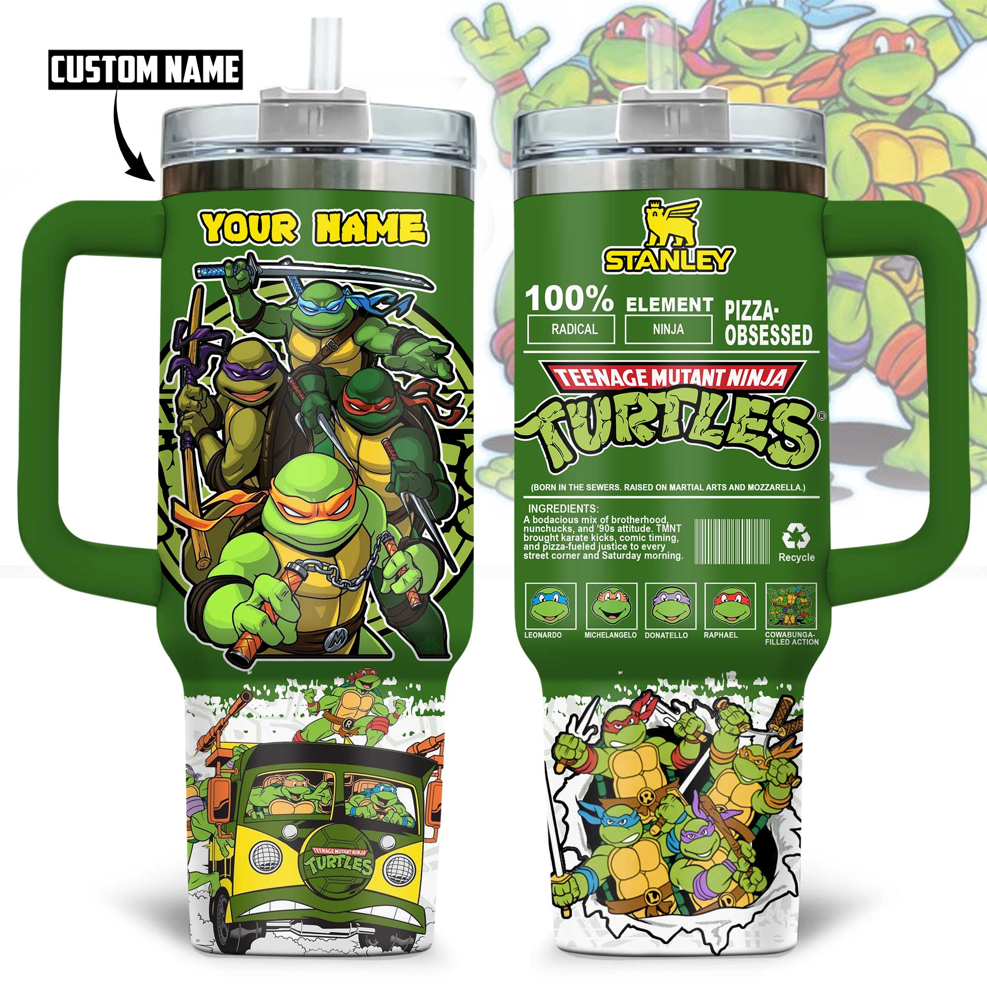 Teenage Mutant Ninja Turtles Movies Custom Stanley Quencher 40oz Stainless Steel Tumbler With Handle