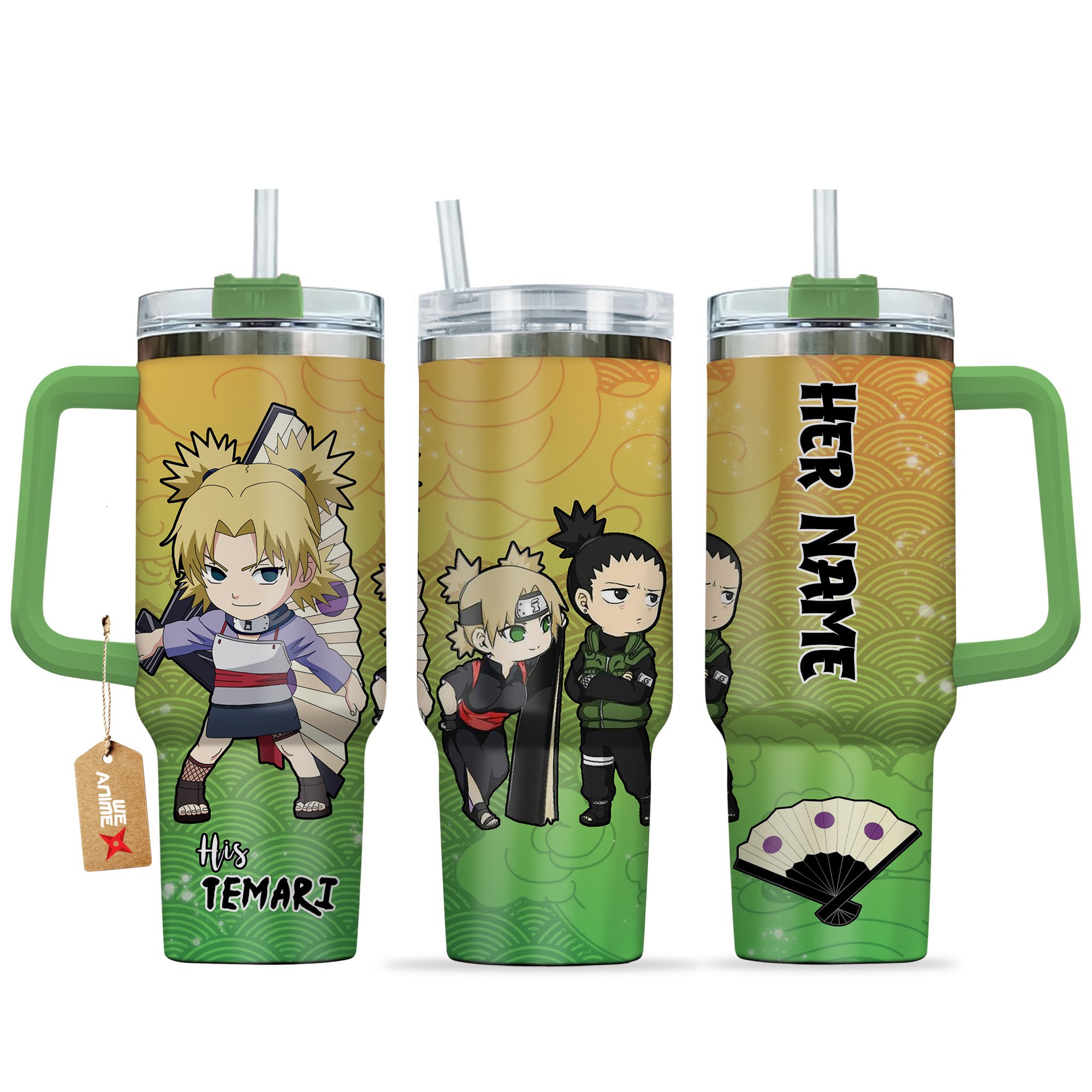 Temari Naruto Anime Valentine Custom Stanley Quencher 40oz Stainless Steel Tumbler With Handle