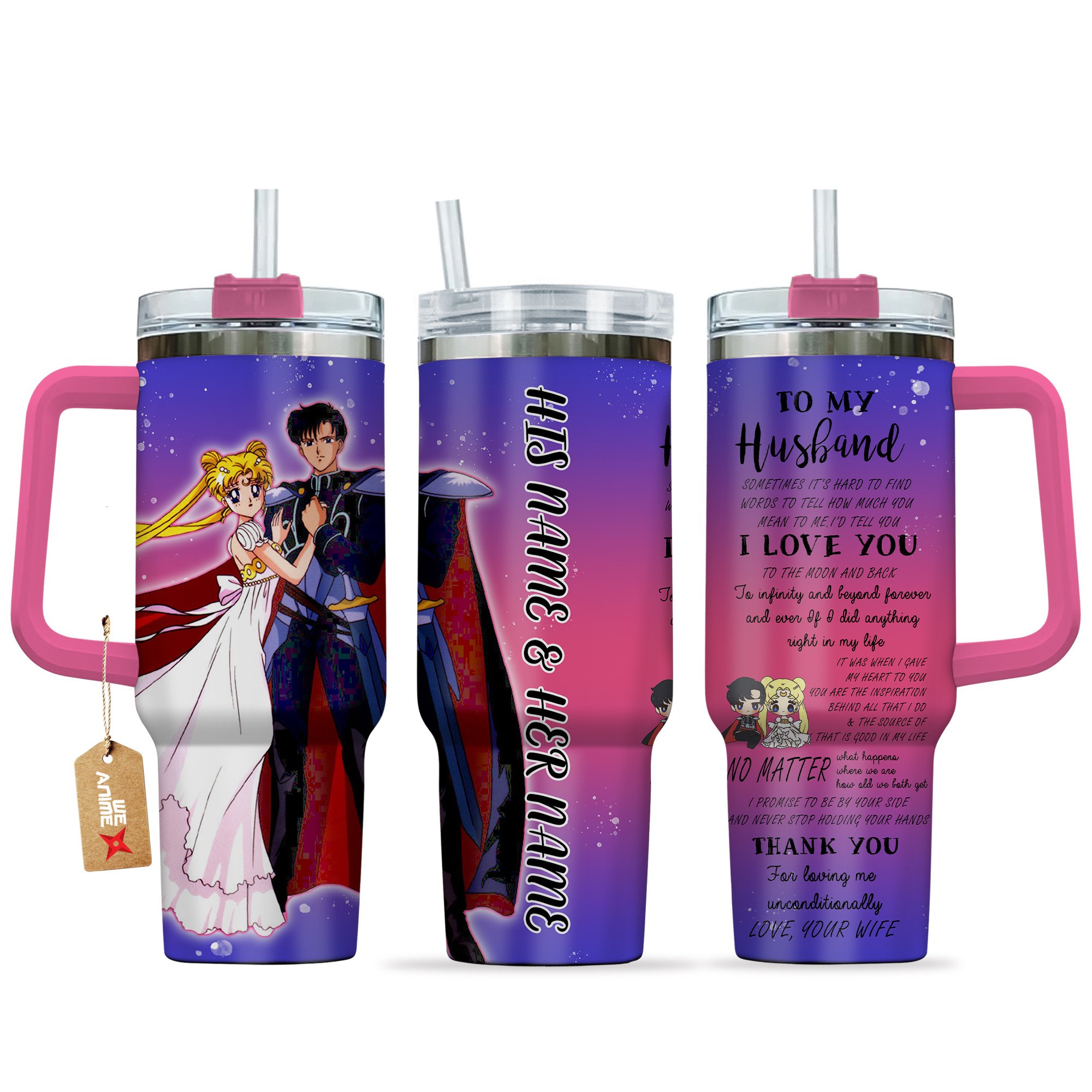 Texudo Mask & Sailor Moon Sailor Moon Anime Valentine Custom Stanley Quencher 40oz Stainless Steel Tumbler With Handle