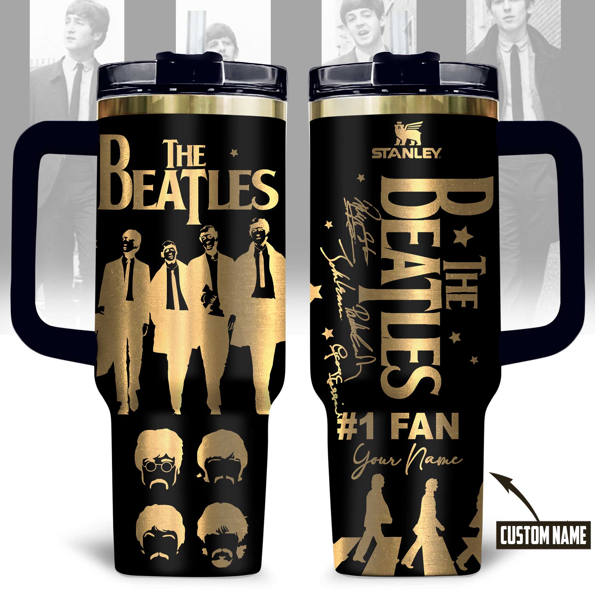 The Beatles Music Custom Stanley Quencher 40oz Stainless Steel Tumbler With Handle