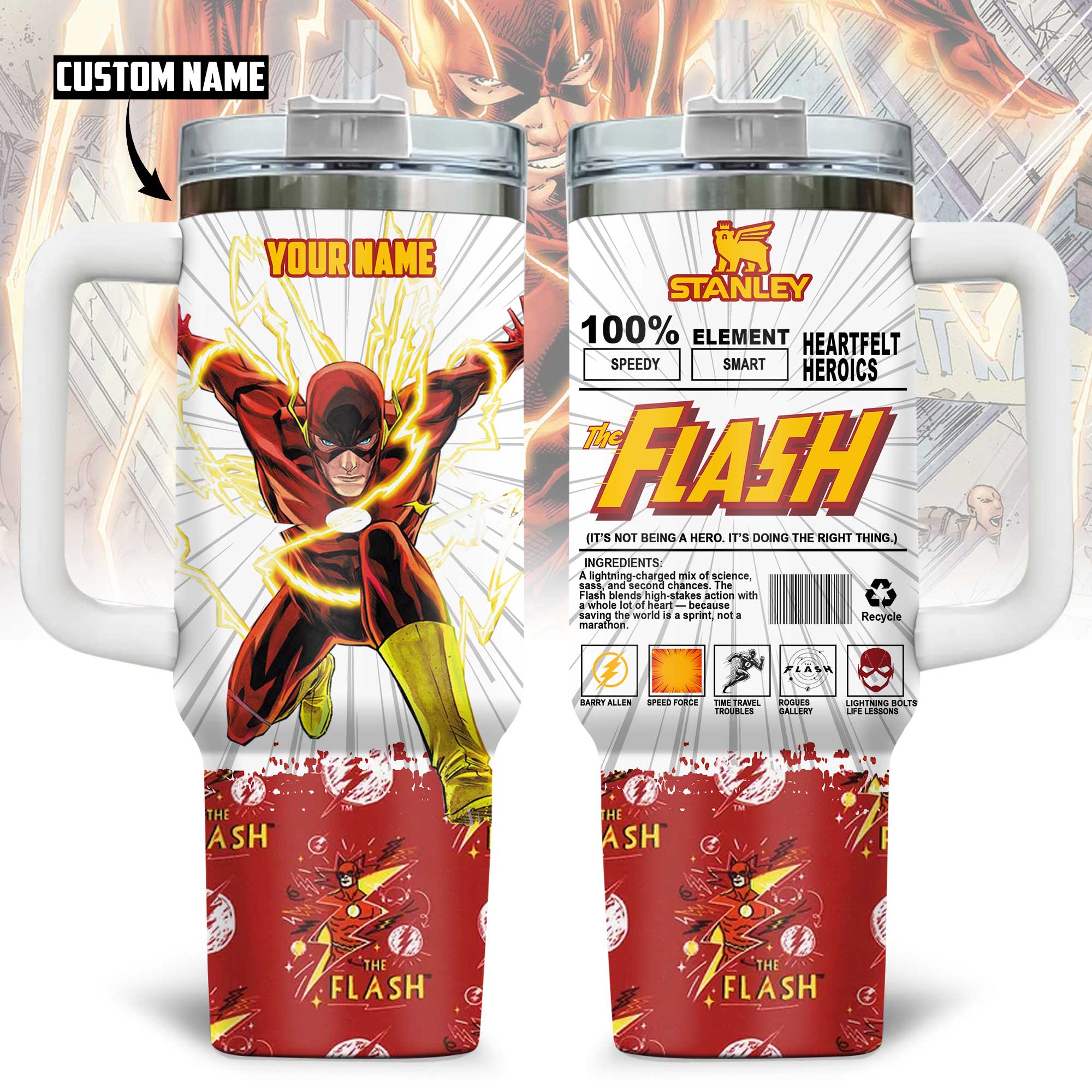 The Flash Movies Custom Stanley Quencher 40oz Stainless Steel Tumbler With Handle