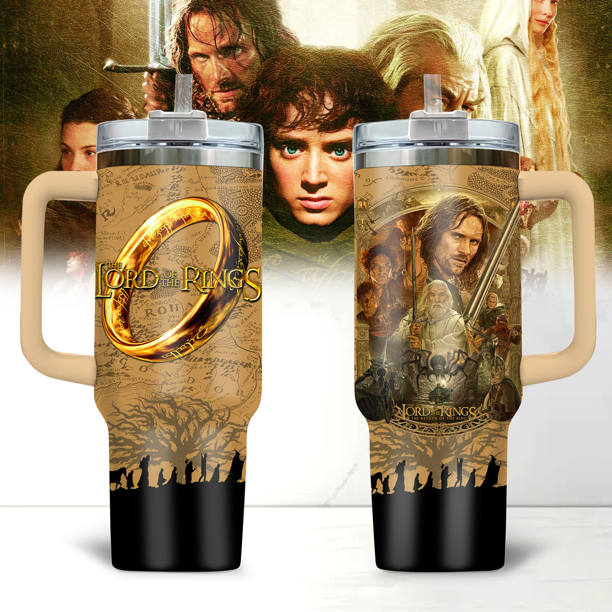 The Lord Of The Rings Movies Custom Stanley Quencher 40oz Stainless Steel Tumbler With Handle